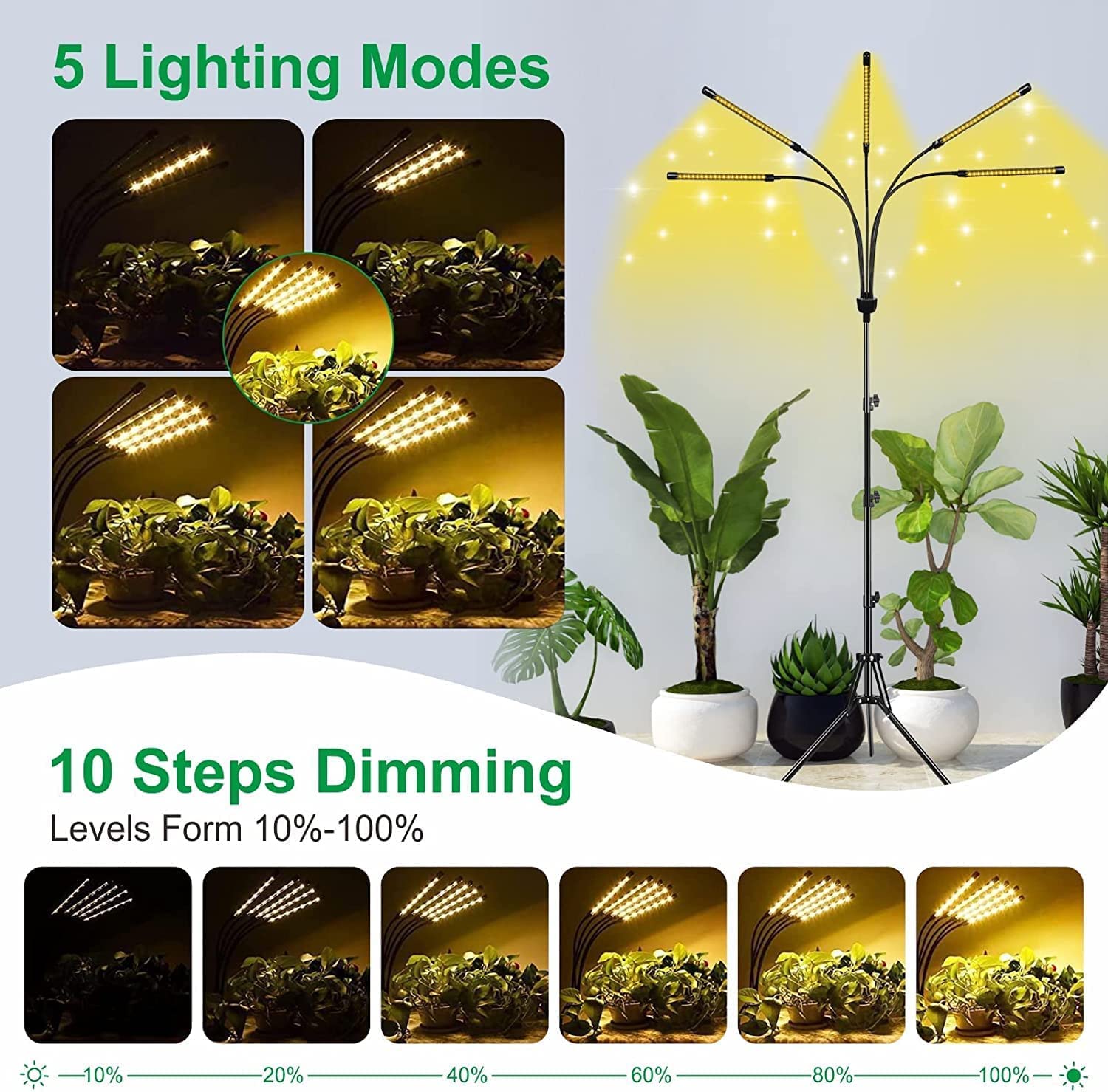 Keelixin Grow Lights For Indoor Plants,5 Heads Plant Lights For Indoor Plant,Led Full Spectrum Plant Lights,Adjustable Plant Gro