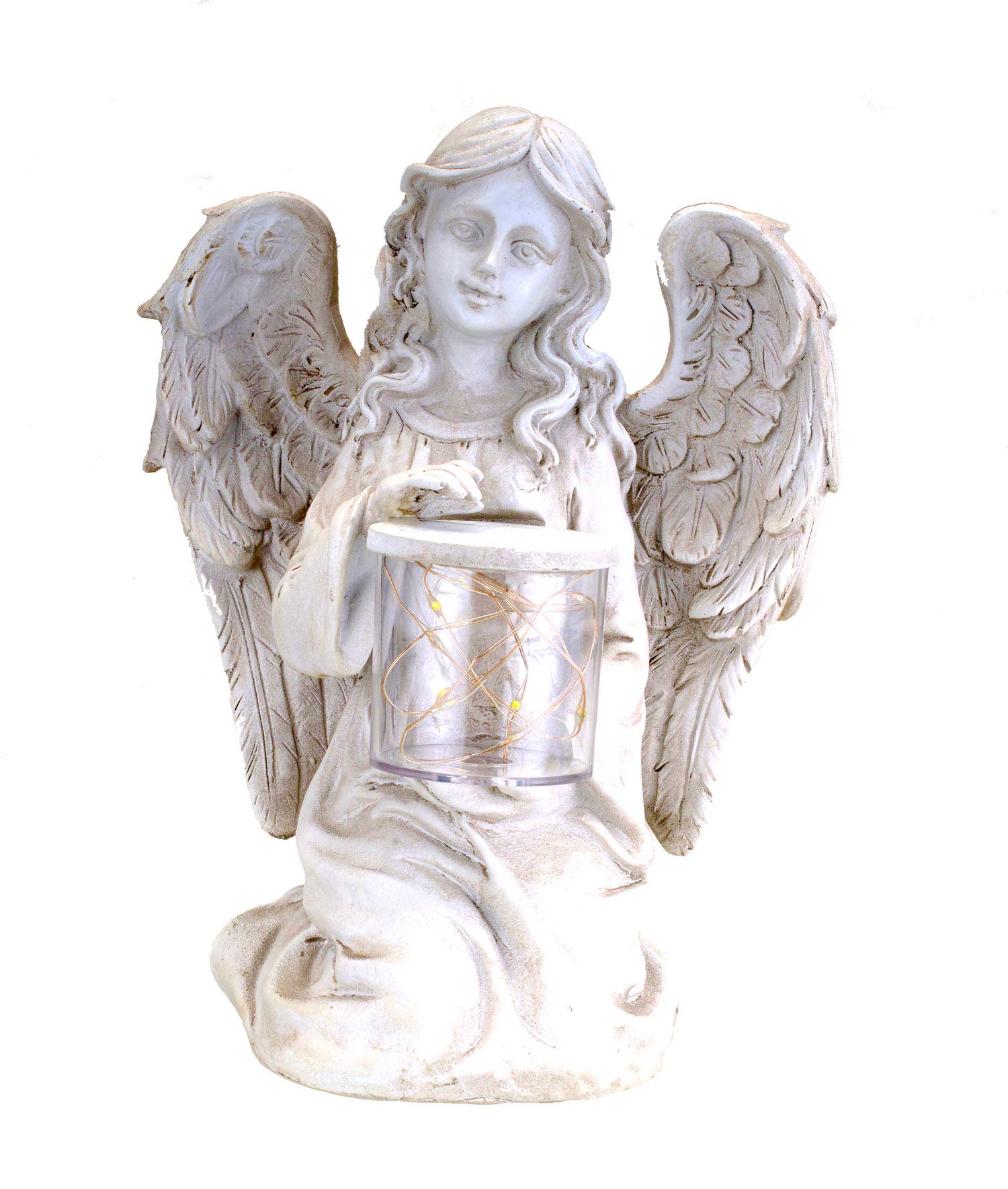 Solar Powered Fairy Angel With Wings And Solar Glowing Jar Led Garden Light Decor