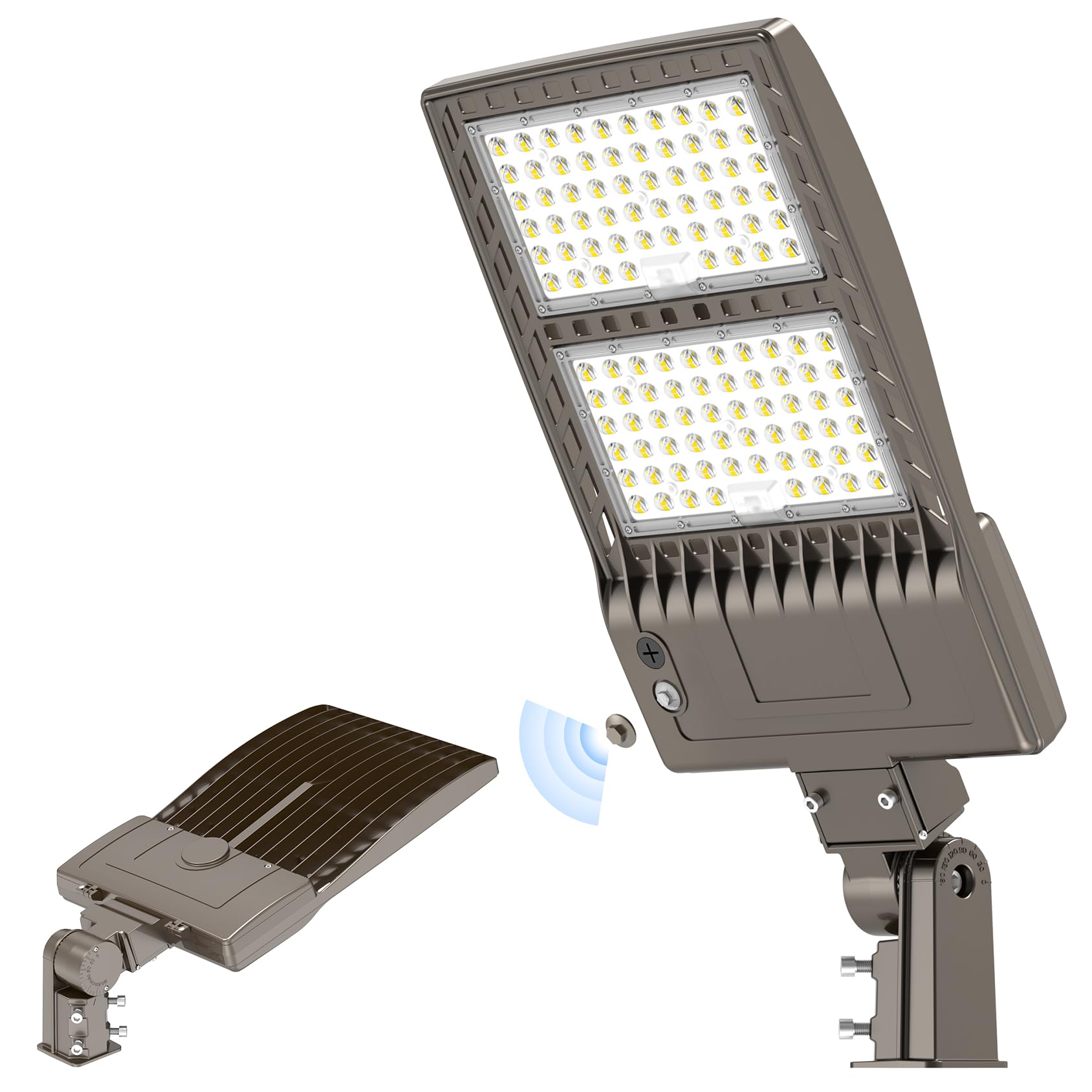 Kukuppo 400W Led Parking Lot Light Power Adjustable  Dusk To Dawn Led Shoebox Flood Pole Light Outdoor Parking Lighting With Slip Fit 60 000Lm 5000K Ip65 Waterproof 100-277V Dlc Ul Listed
