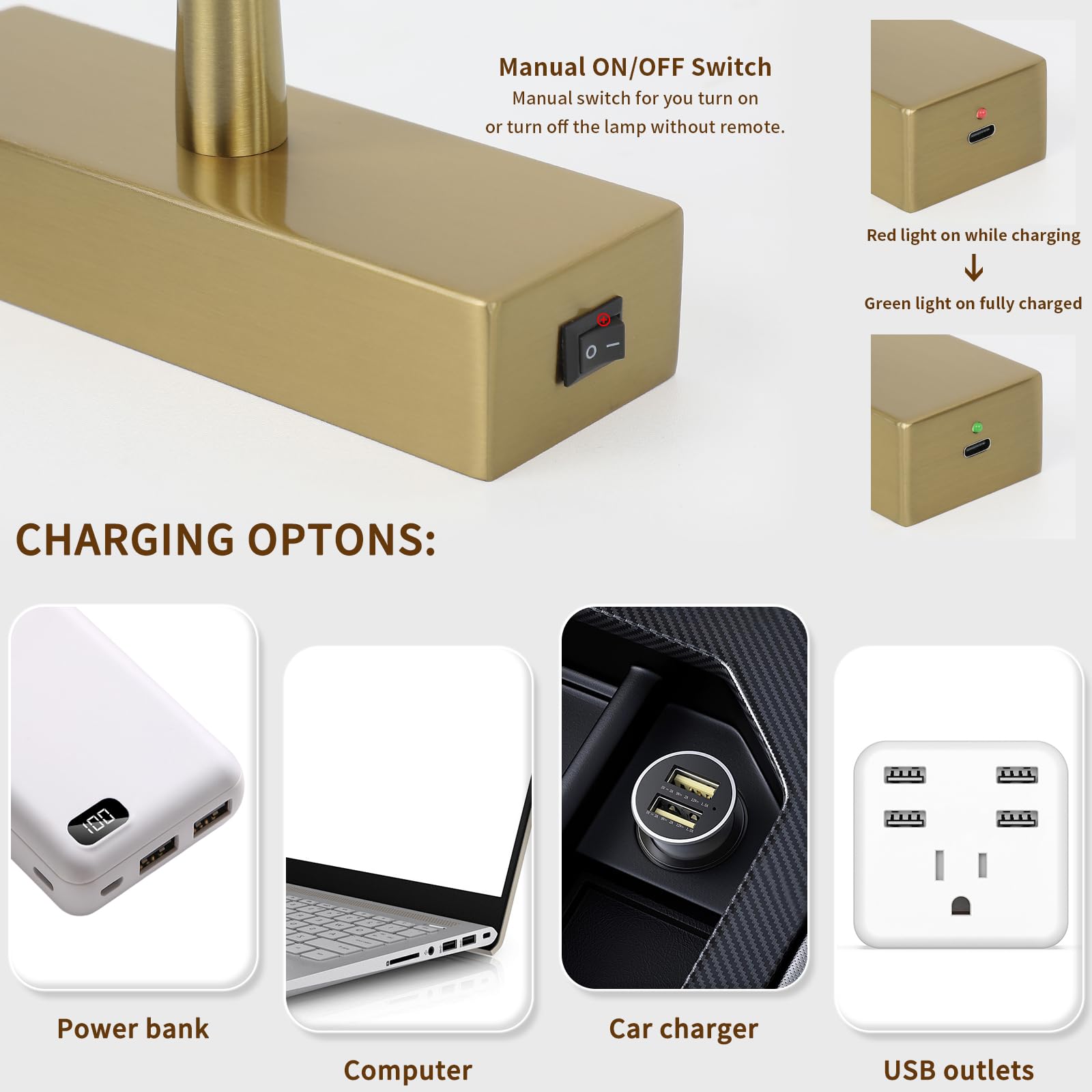 Joosenhouse Battery Operated Picture Light, Wireless Remote Control, Dimmable, 23.6 Inch Brass Wall Sconce, Model 7525