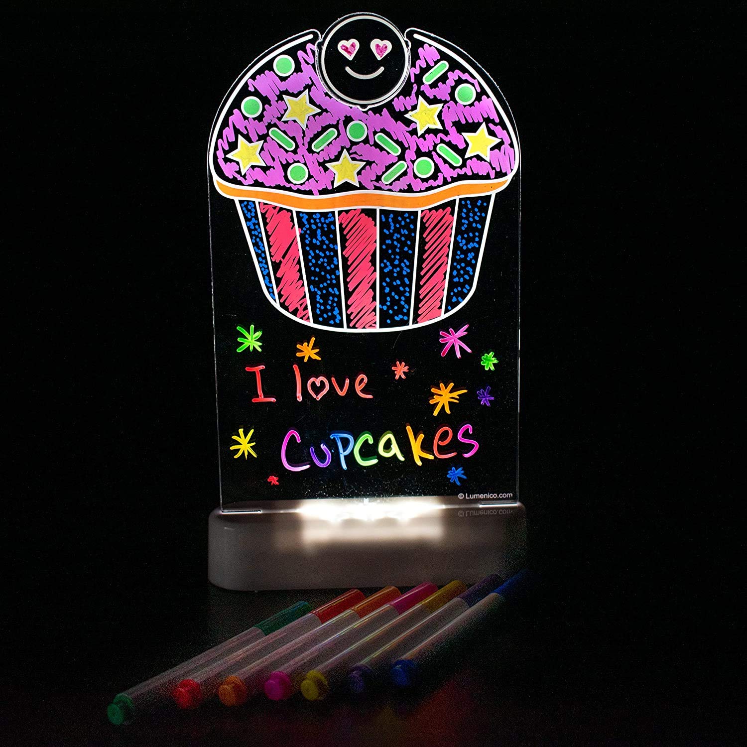 Cup Cake Emoji Light up Note and Night Light | Color and Shine Create Your Own Message