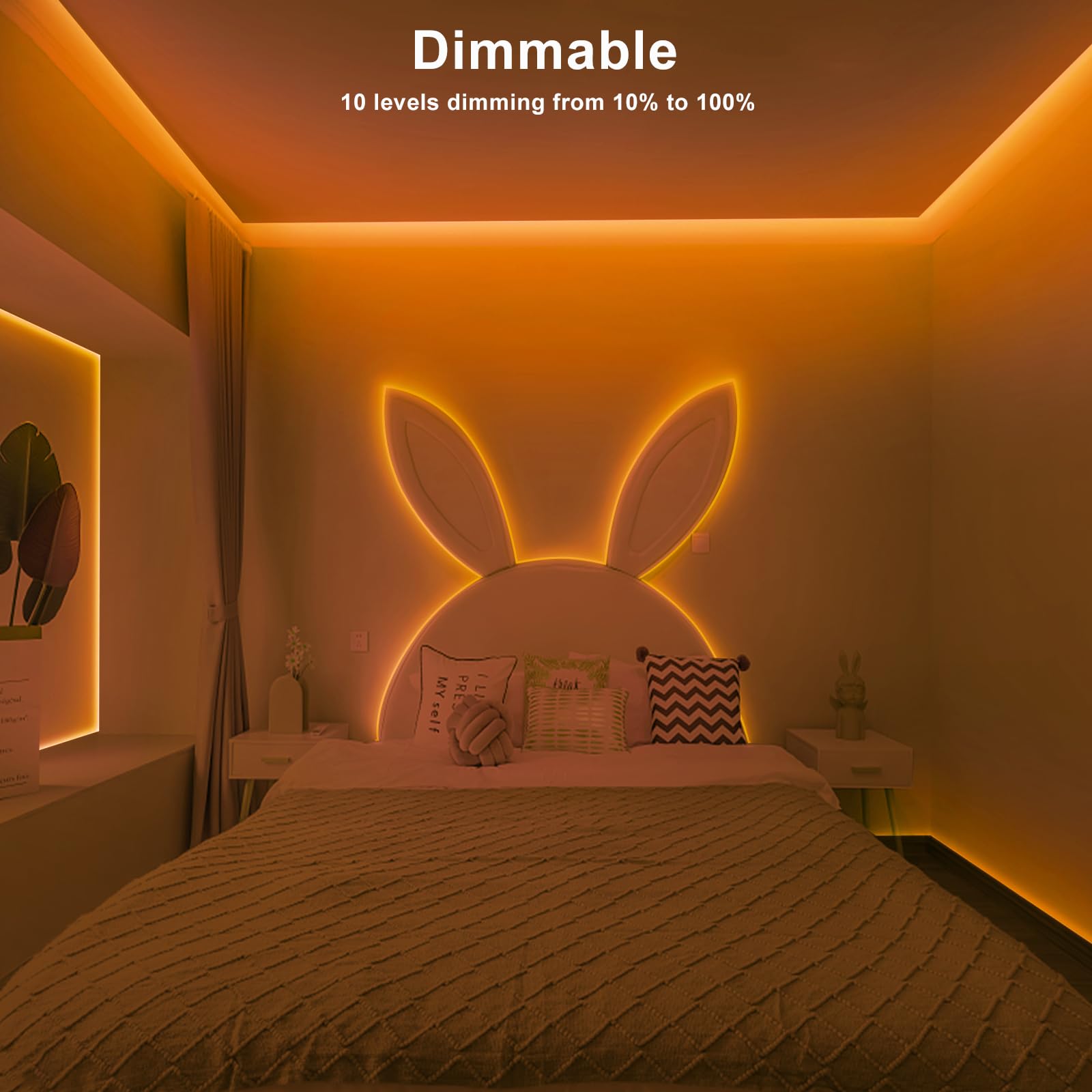 Tatazone 32.8ft COB LED Strip Lights, 1800K Dimmable with RF Remote, Indoor Amber Adhesive Lighting for Cabinet & Room