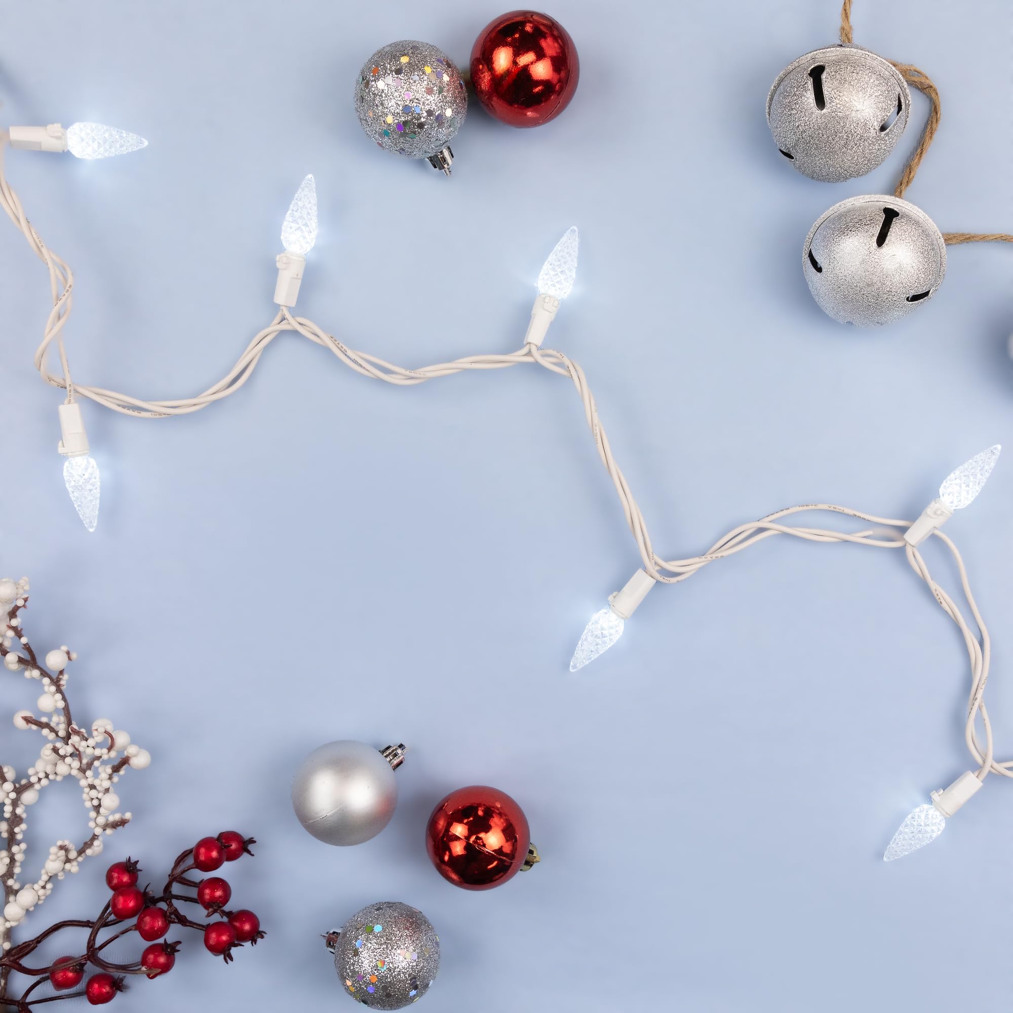 Northlight 70 Pure White LED C6 Christmas String Lights, 23 ft, White Wire, Model NL02587, Plastic