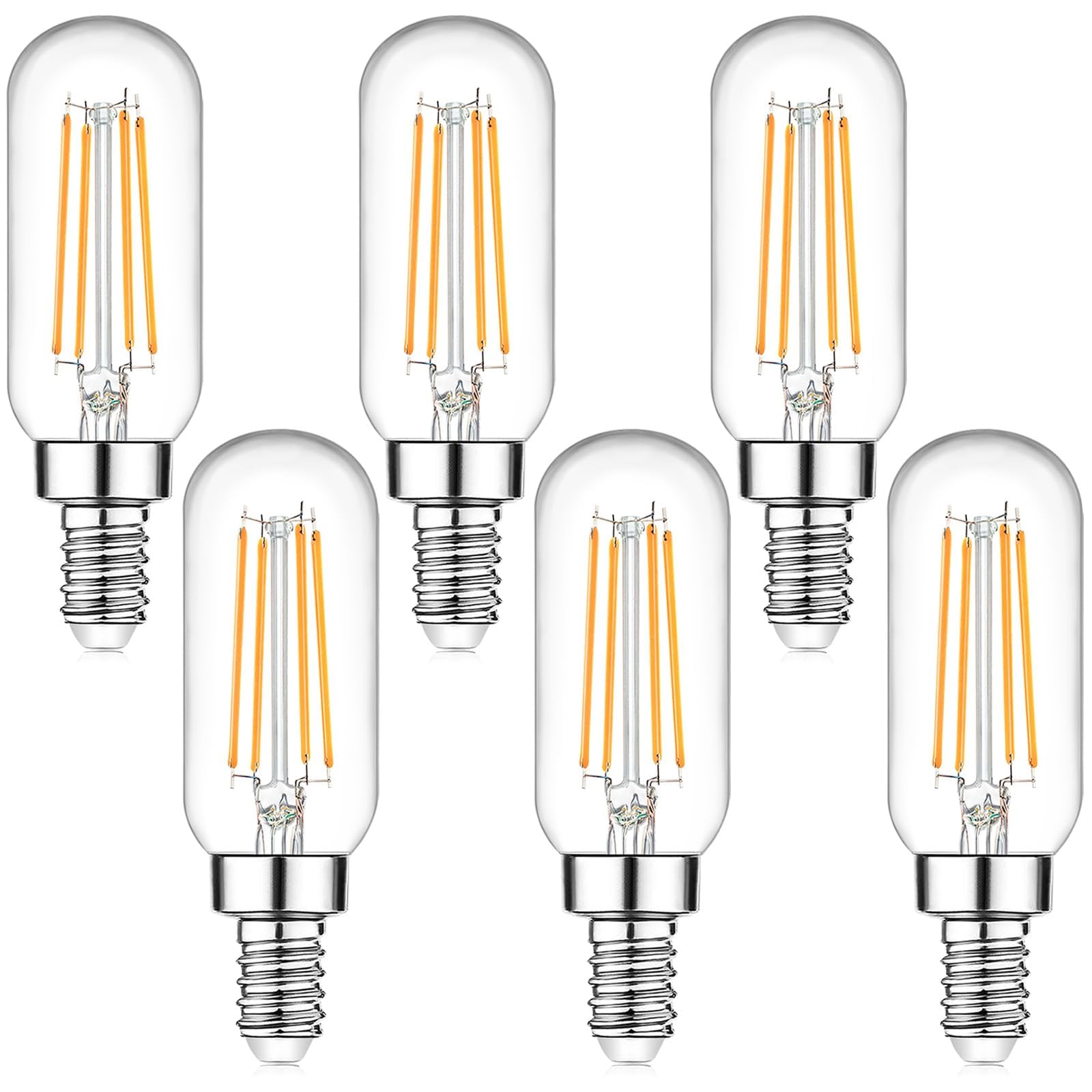 E12 Candelabra Edison Bulbs 60 Watt Equivalent, T6 6W Dimmable Led Light Bulbs For Chandelier, 600Lm 2700K Warm White Clear Vint