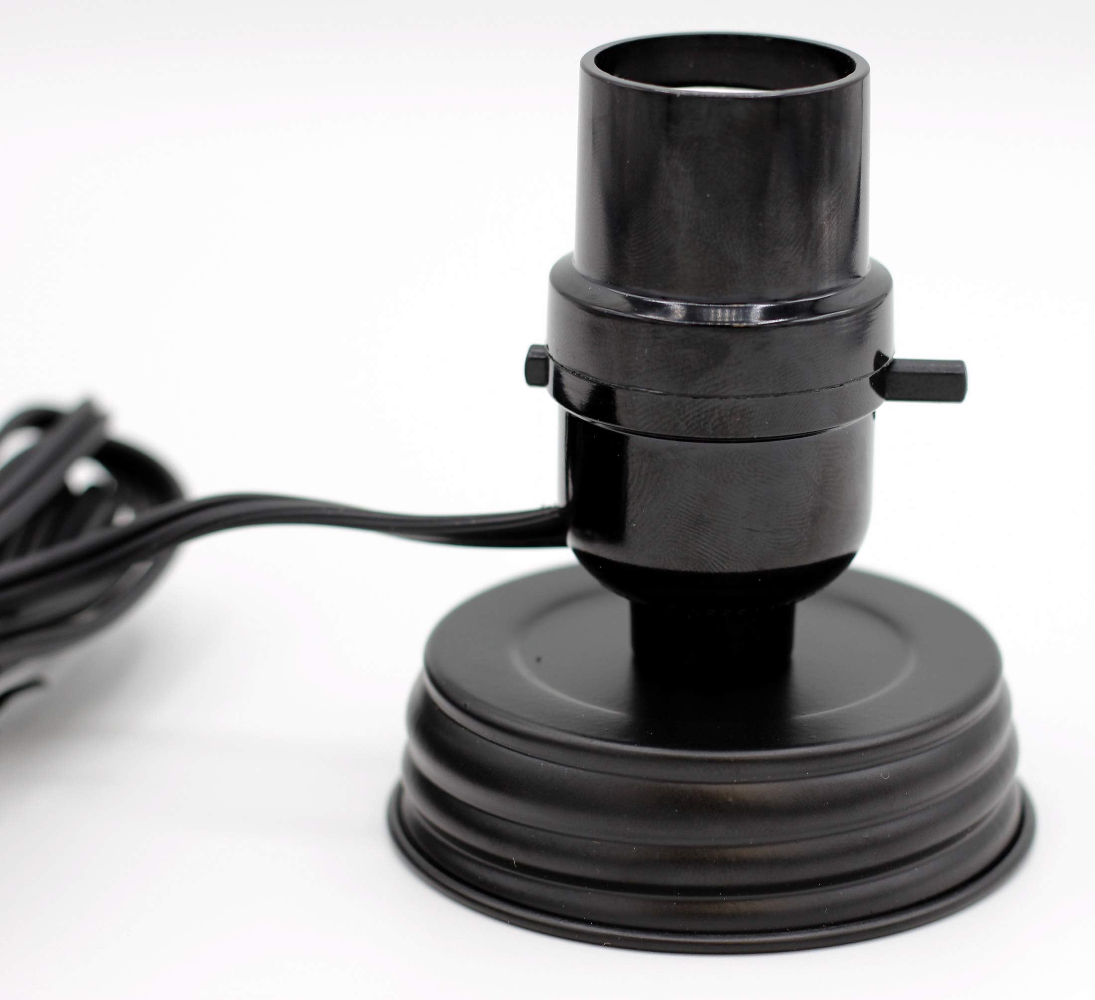 Creative Hobbies Mason Canning Jar Lamp Kit, E26 Medium Base Socket, Black Lid & Socket, Model M974K