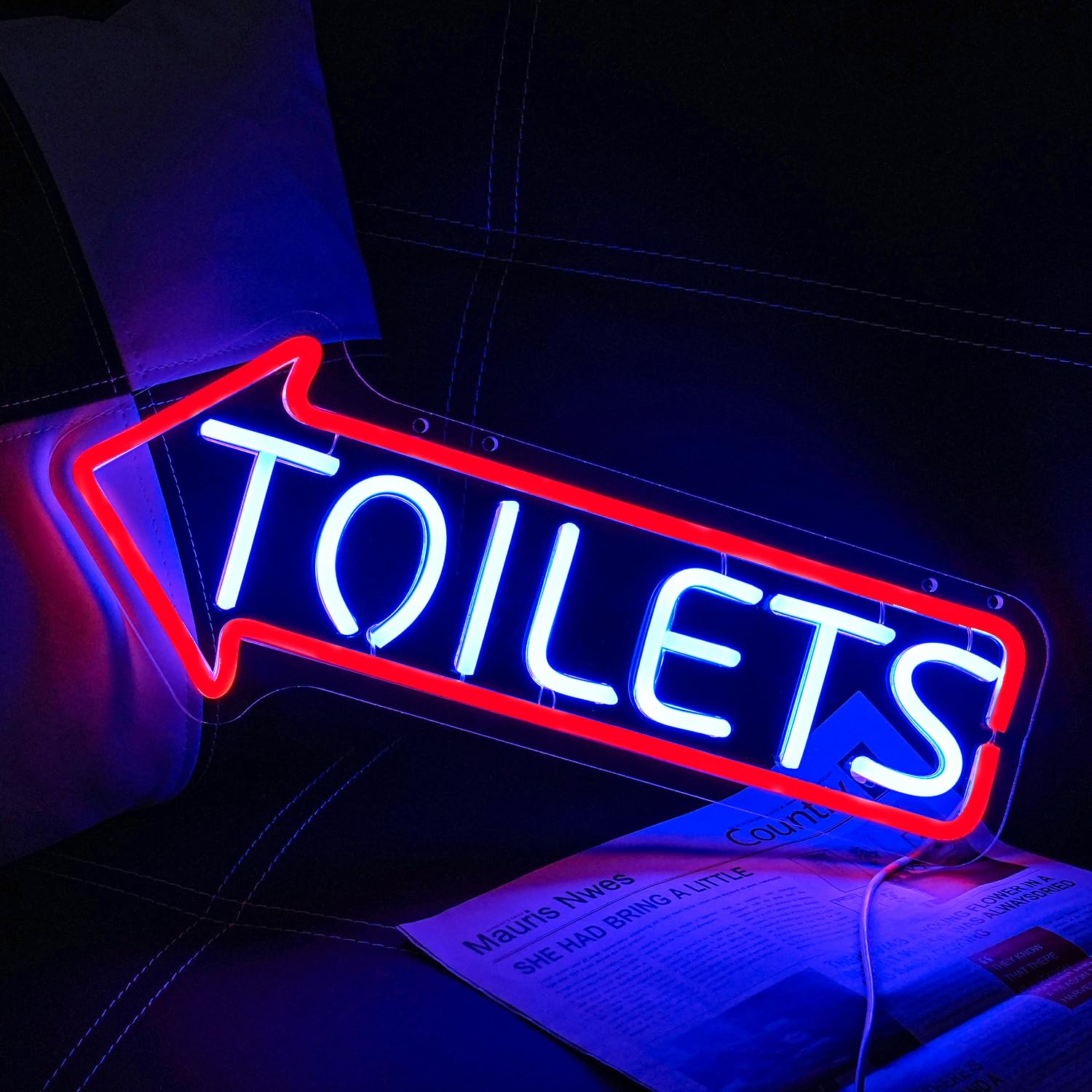 LULANMP Neon Sign for Toilets - LED Wall Decor for Bathroom, Restroom, Hotels, and Bars - 16.9inx6.7in, Plastic, b-red