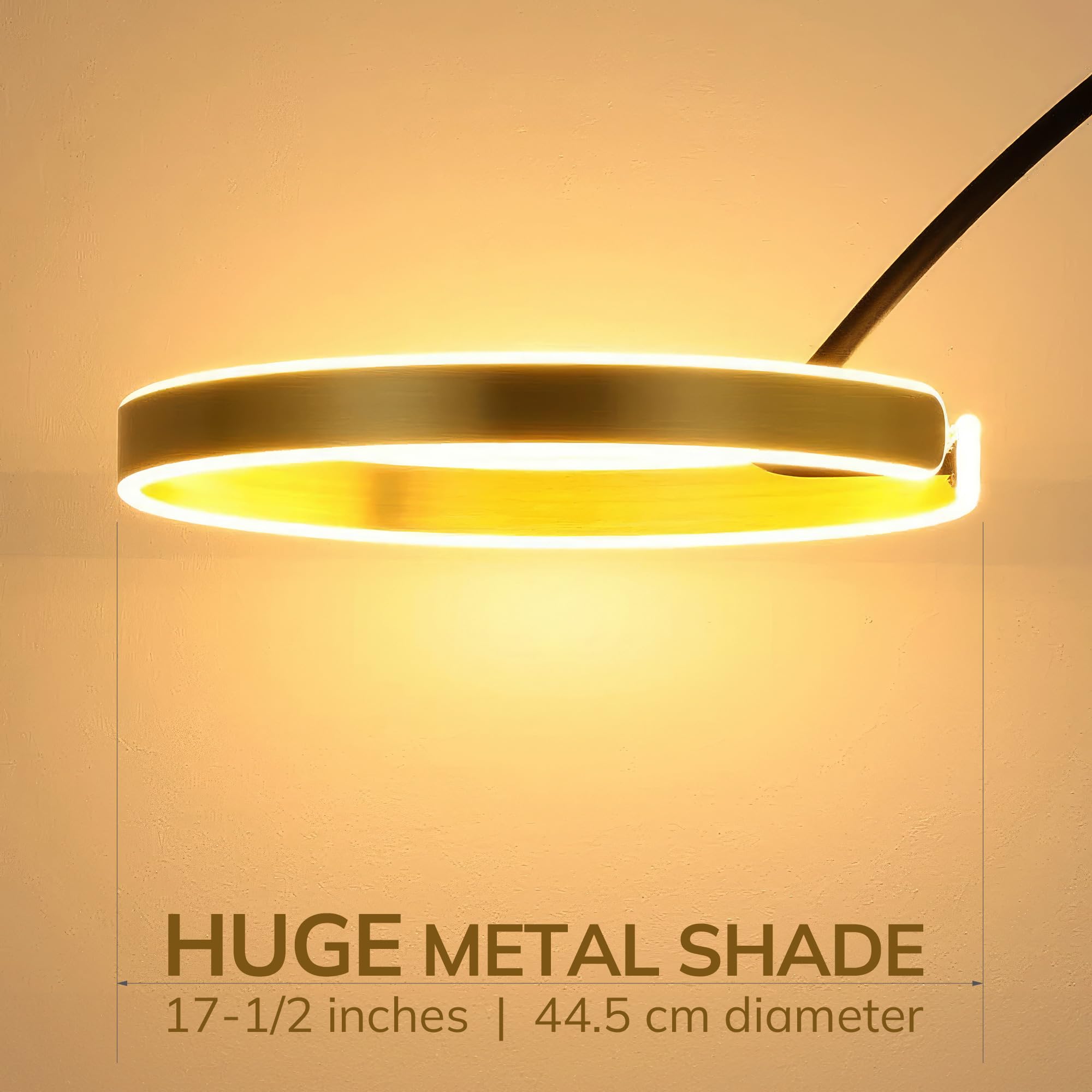 Contemporary 81'' Tall Led Overreaching Sofa Arched Floor Lamp With Remote Control - Modern Standing Corner Light, Gold Metal Sh