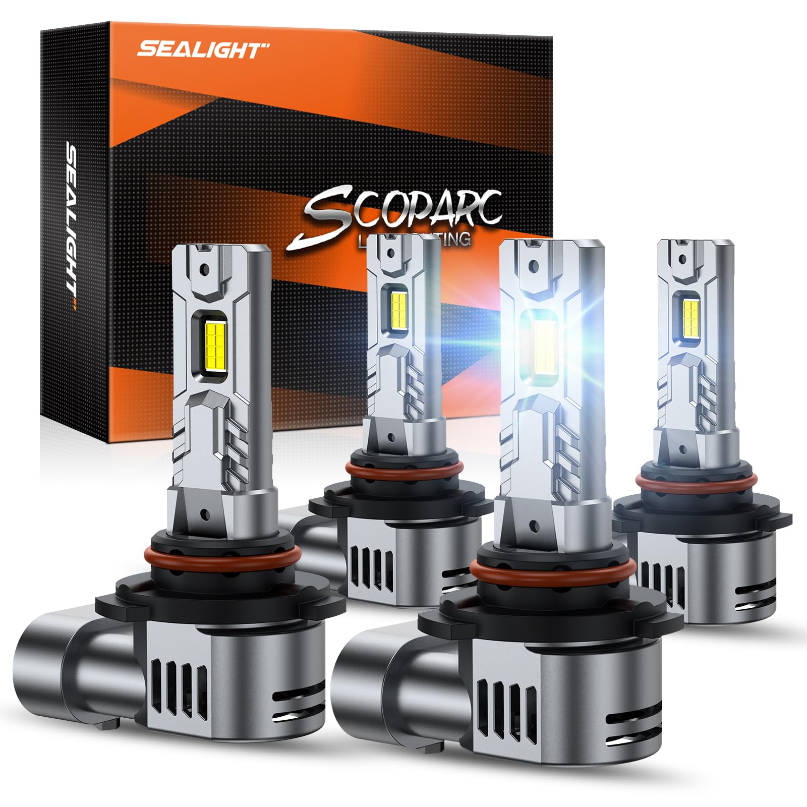 SEALIGHT 9005 9006 Bulbs 80000LM Brightness 6500K Cool White, HB3 HB4 Fog Light, 4 Pack