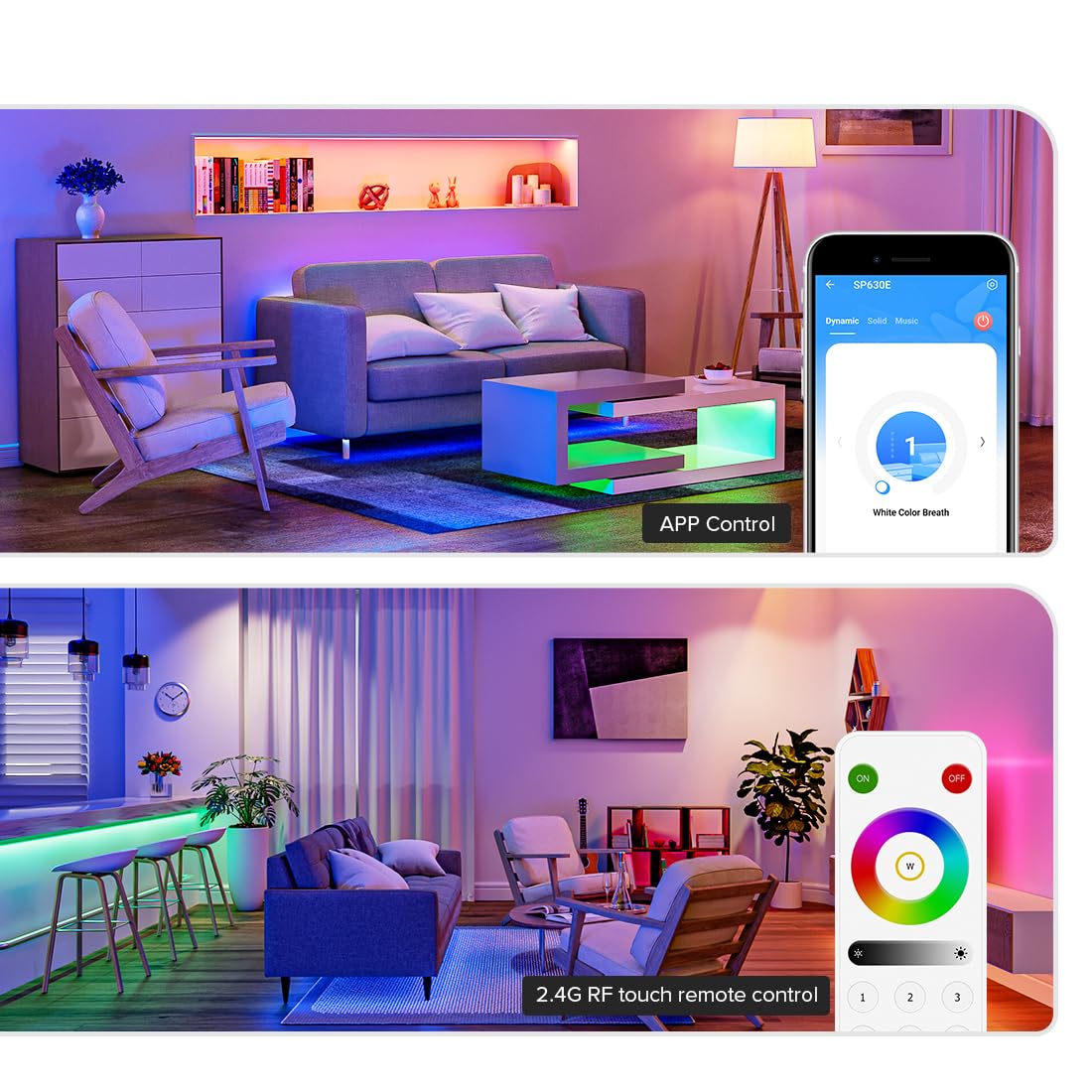 Btf-Lighting Sp630E Bluetooth Controllers 4 Zones 2.4Ghz Rf Rb3 Remote Kit Support Fcob Cob Smd Pwm Or Spi Rgb Rgbw Led Strip Ws