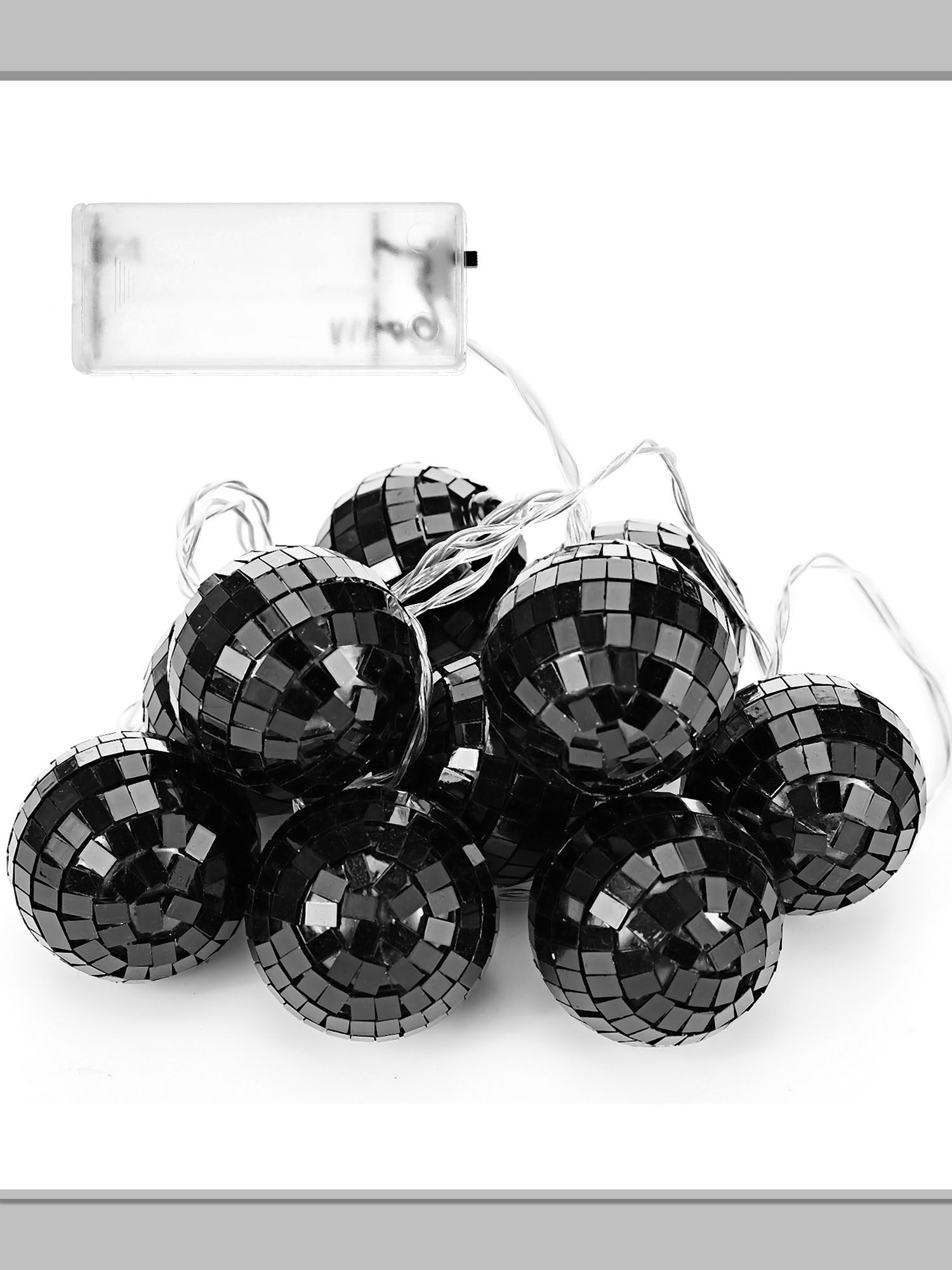 Bbto Led Disco Ball String Light Battery Powered Mirror Balls Ornaments For Outside Backyard Porch 70S 80S Disco Party Supplies(1.57 Inch Black)