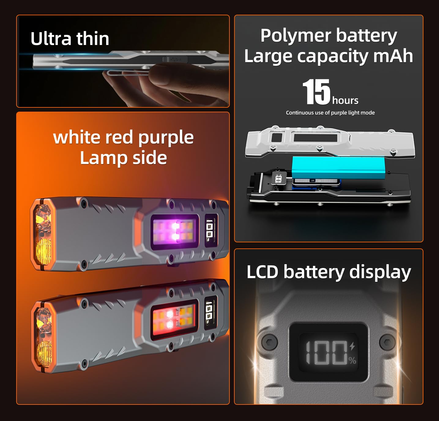 Edc Tactical Flashlight Rechargeable, High Lumens Pocket Flashlight,Super Bright Cap Clip Light Small Work Light,8 Modes Long La