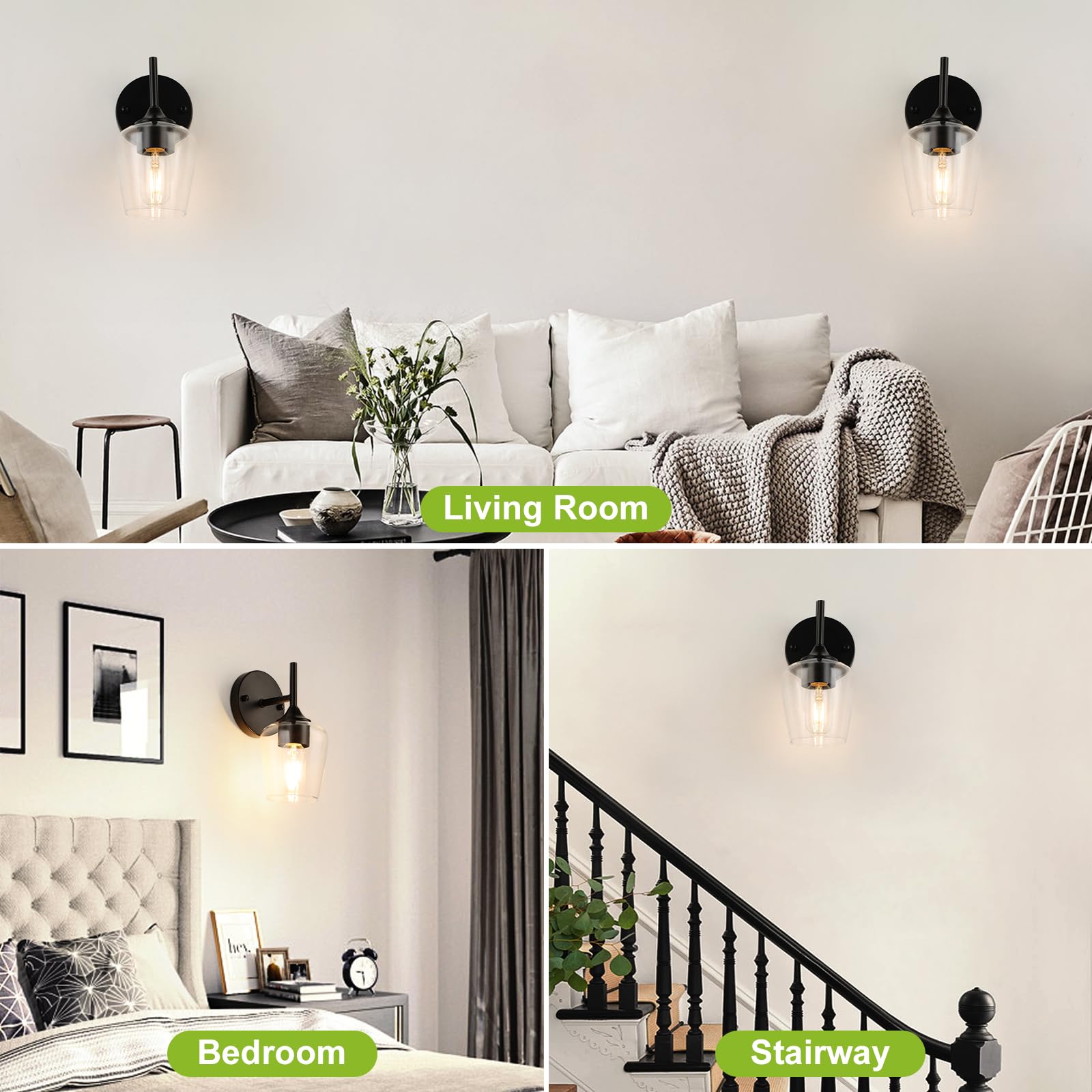Foucasal Industrial Wall Sconces Black Bathroom Vanity Light Fixtures  Indoor Wall Mounted Lamp Modern Sconces 1-Light Wall Lighting For Bedside Bedroom Doorway