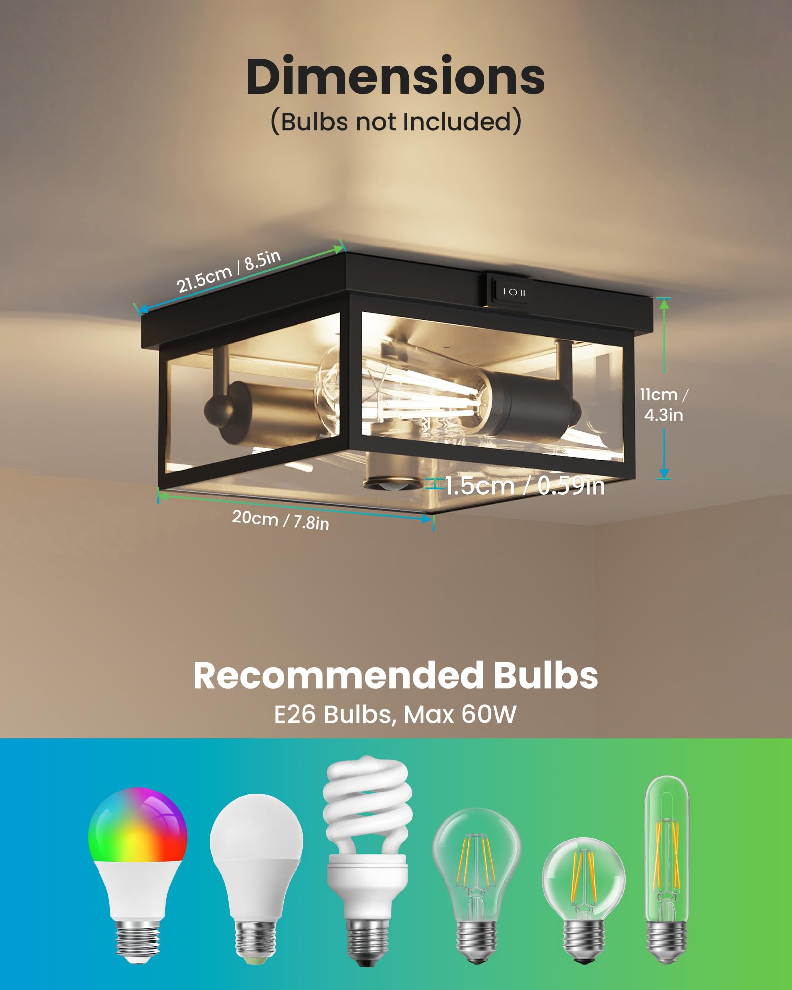 Craftersmark Outdoor Ceiling Light With Motion Sensor, Flush Mount Porch Ceiling Light, Exterior Motion Activated Lights Fixture