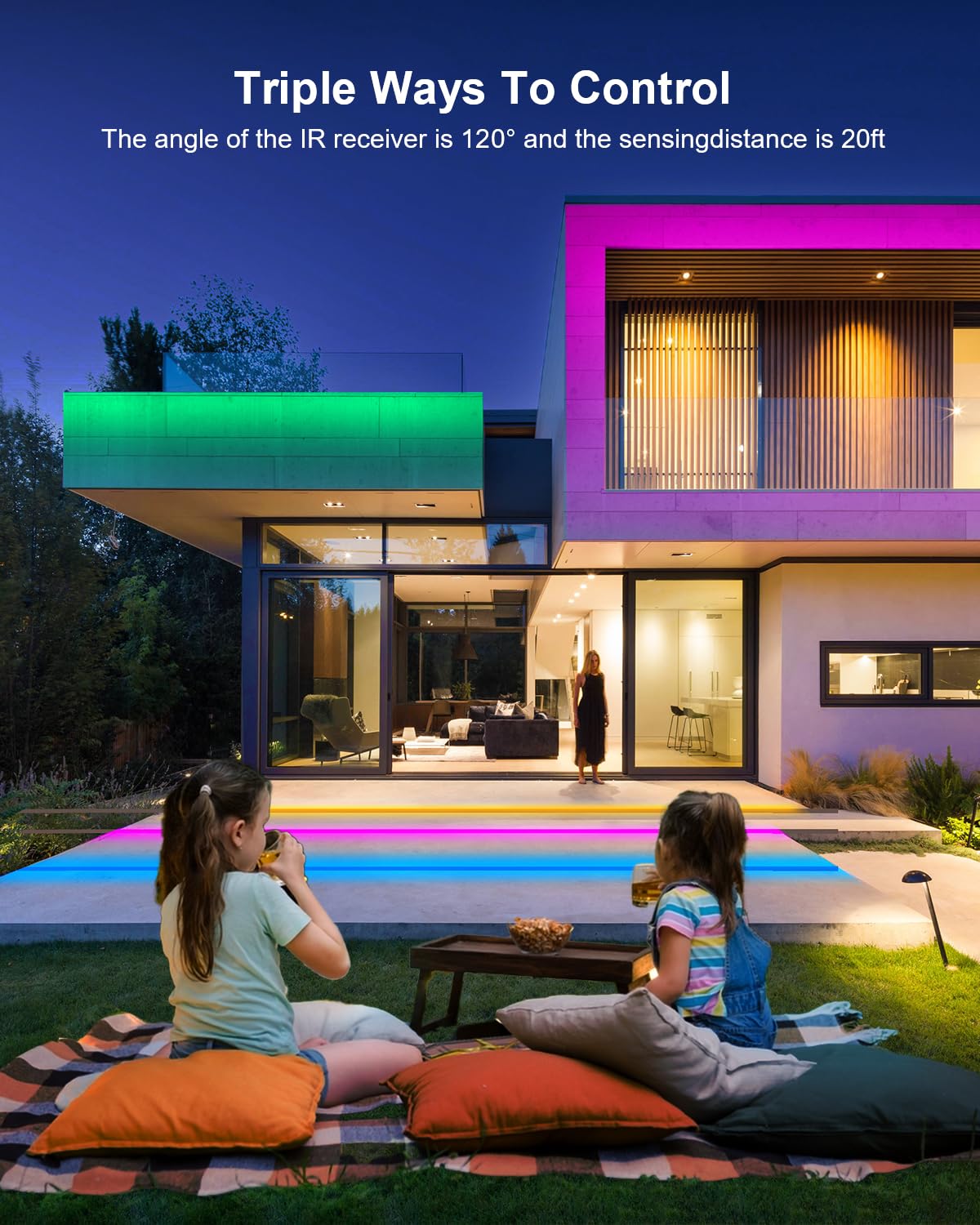 Nexillumi 100ft Waterproof LED Strip Lights with Remote, SMD 5050 Color Changing Music Sync App Control LED Lights for Bedroom,