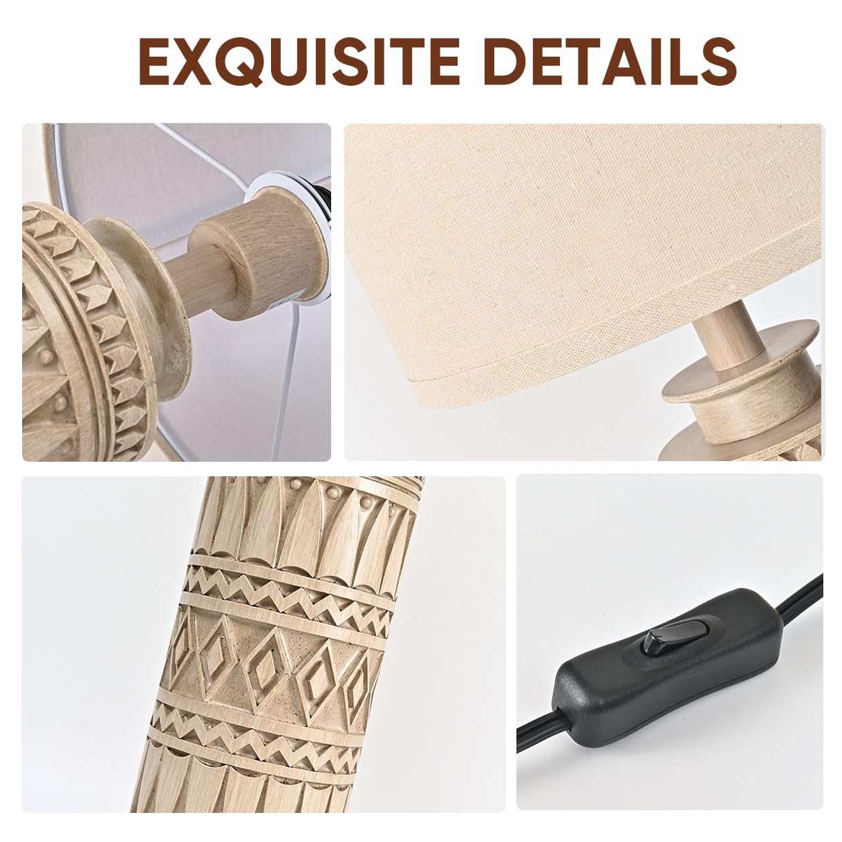 22In Table Lamps For Living Room Resin Nightstand Lamps Set Of 2 Tall End Table Lamp Farmhouse Bedroom Bedside Lamps For Nightst