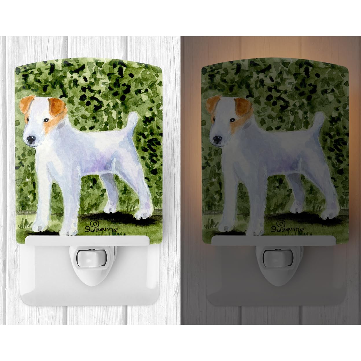 Caroline'S Treasures Ss8734Cnl Jack Russell Terrier Ceramic Night Light Compact, Ul-Certified, Ideal For Bedroom, Bathroom, Nursery, Hallway, Kitchen, 6X4X3, Multicolor