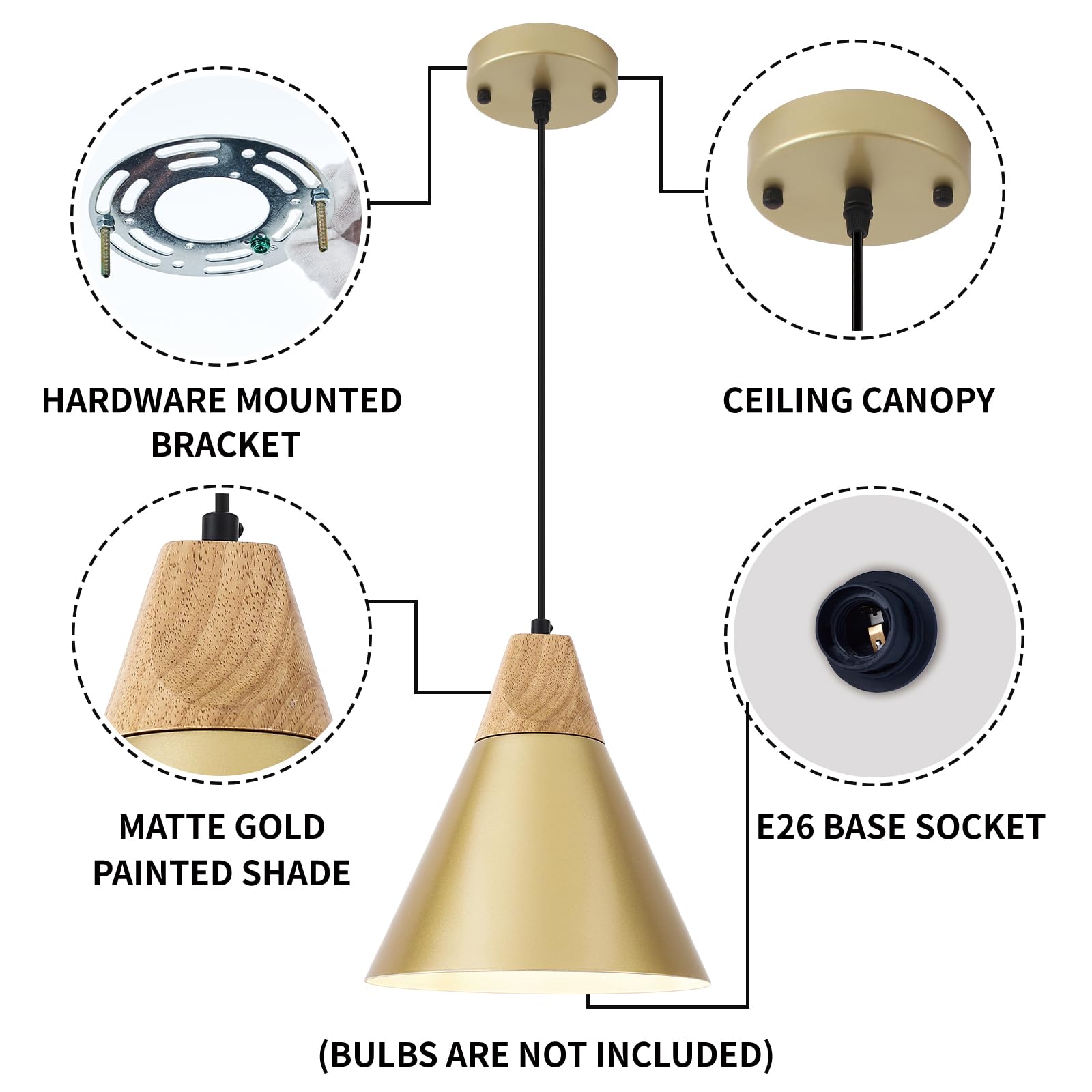 Sesiment Farmhouse Pendant Light 2 Packs 9.4Inches- Gold Pendant Lighting  Industrial Pendant Light  Kitchen Pendant Lights For Office  Bedroom  Living Room  Kitchen Island