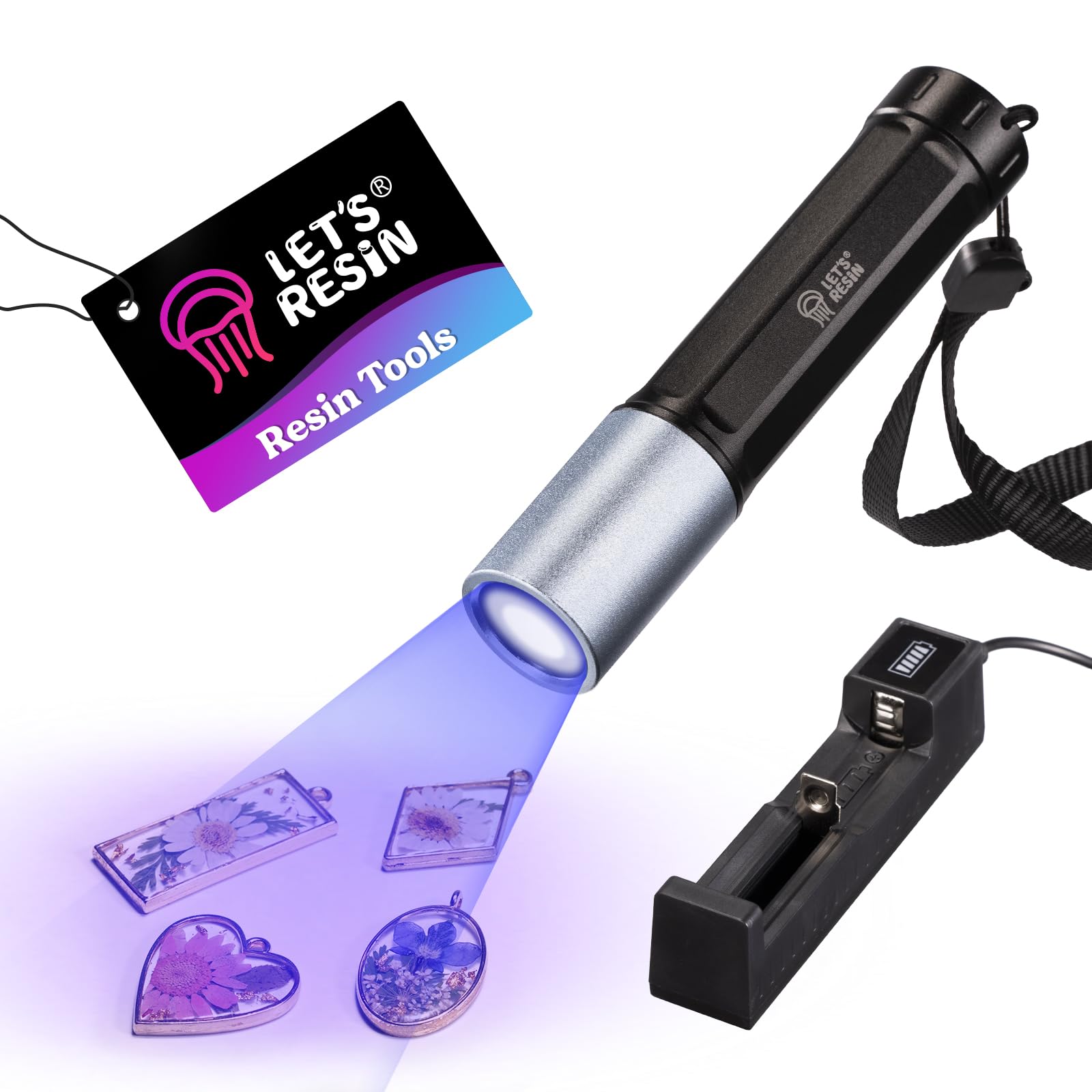 LETS RESIN UV Flashlight Mini 365nm Rechargeable Waterproof for Resin Curing Model ELR08028
