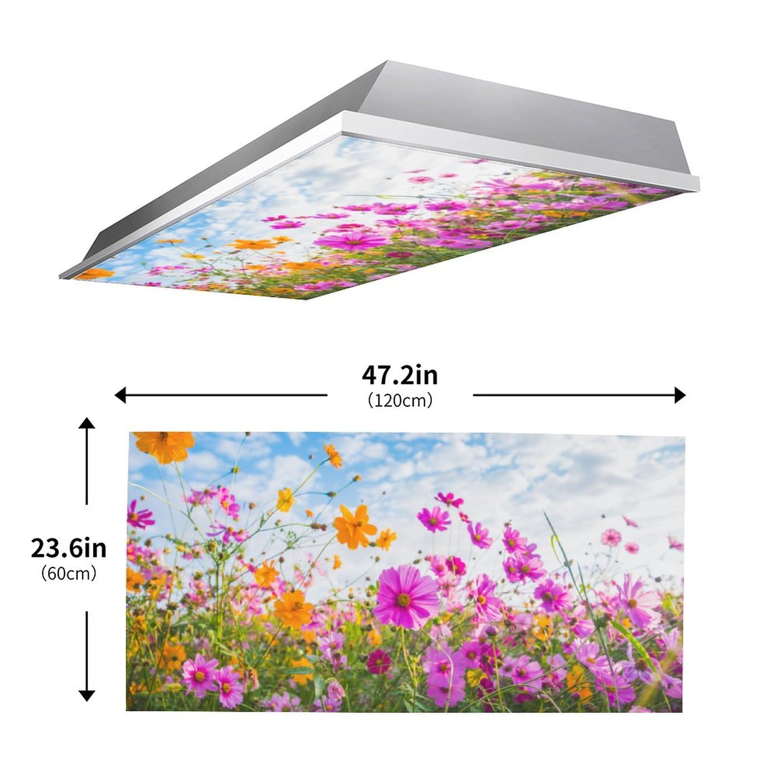 2Pack Fluorescent Light Covers Magnetic Light Cover,Fluorescent Light Shade Panel Ceiling Light Covers,Flower Fluorescent Light Covers For Classroom,Office And Home Drop Ceiling, 4 X 2 Feet