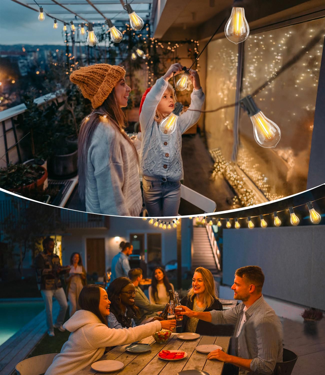 Damaing Outdoor String Lights 100Ft Patio String Lights Waterproof With 43 Shatterproof Dimmable A39 Led Edison Bulbs Connectabl