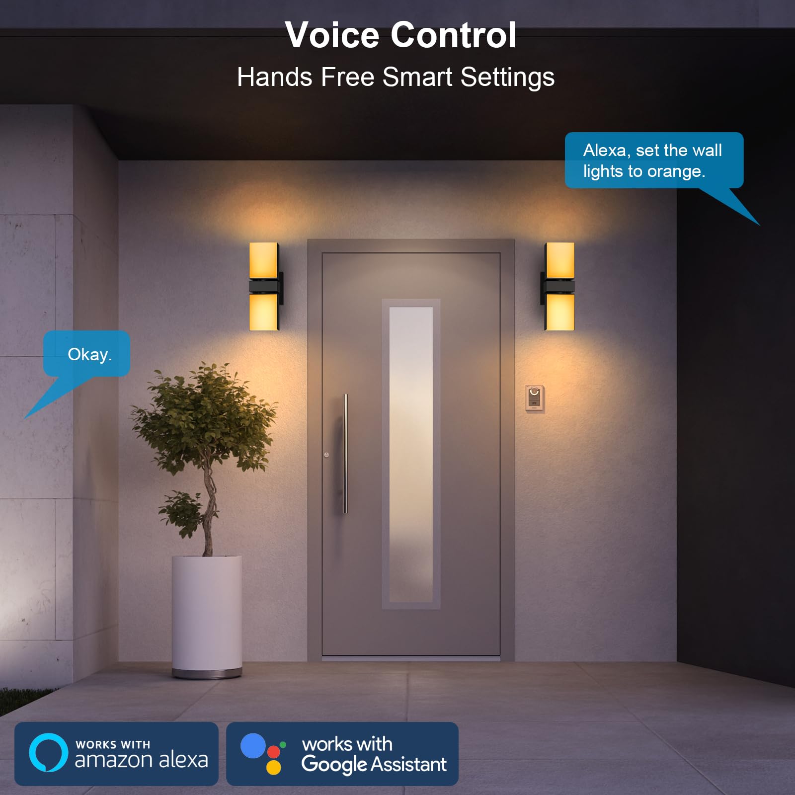 XMCOSY+ Outdoor Light Fixture, 1400LM Smart RGBCW Porch Light Adjustable Dual-Head Outdoor Wall Sconce, WiFi APP Control, Alexa