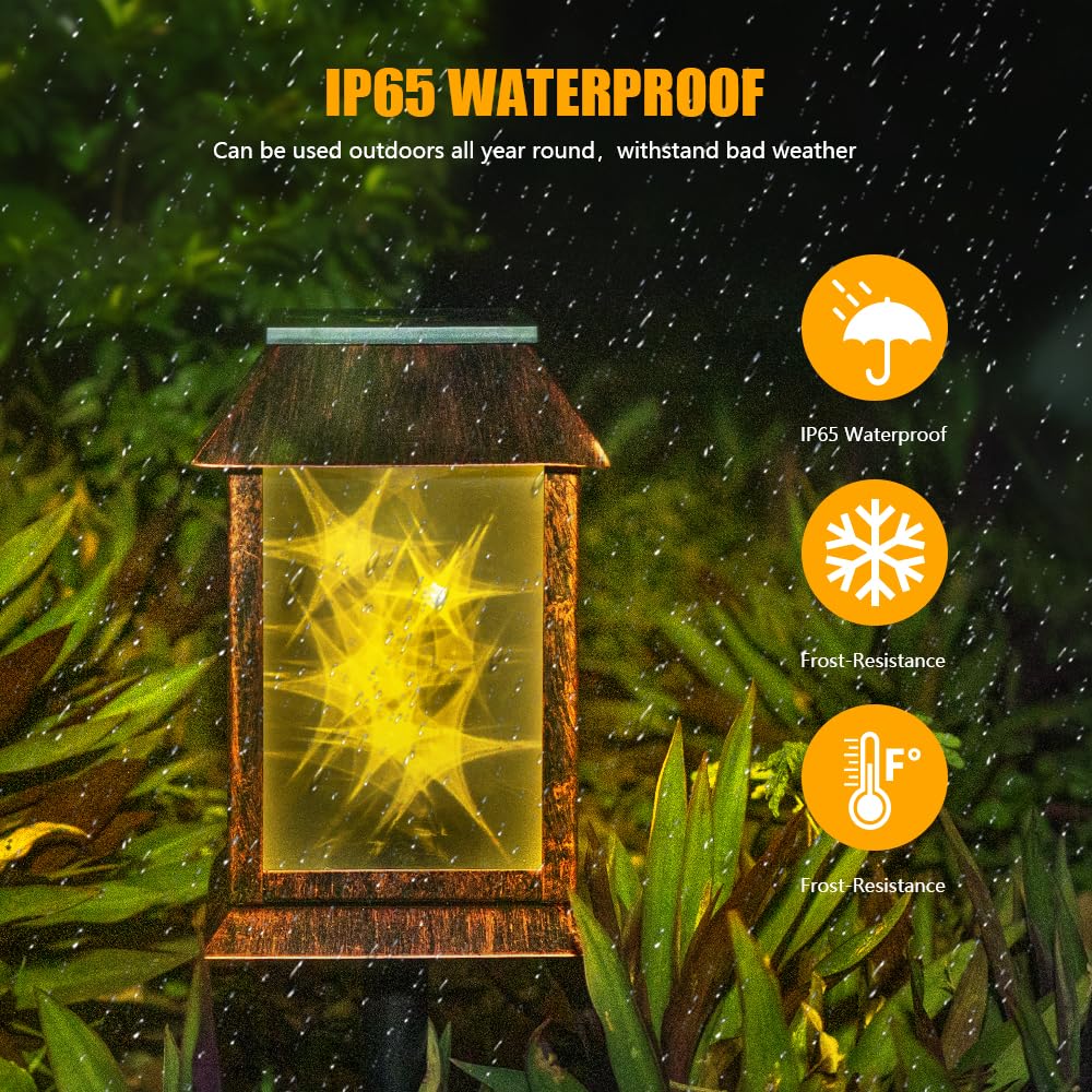 Hmkjwy 2Pc Solar Lantern Outdoor Lights, Upgraded Flashing Mode 3D Starry Solar Lanterns Lights Outdoor Waterproof, Hanging Outd