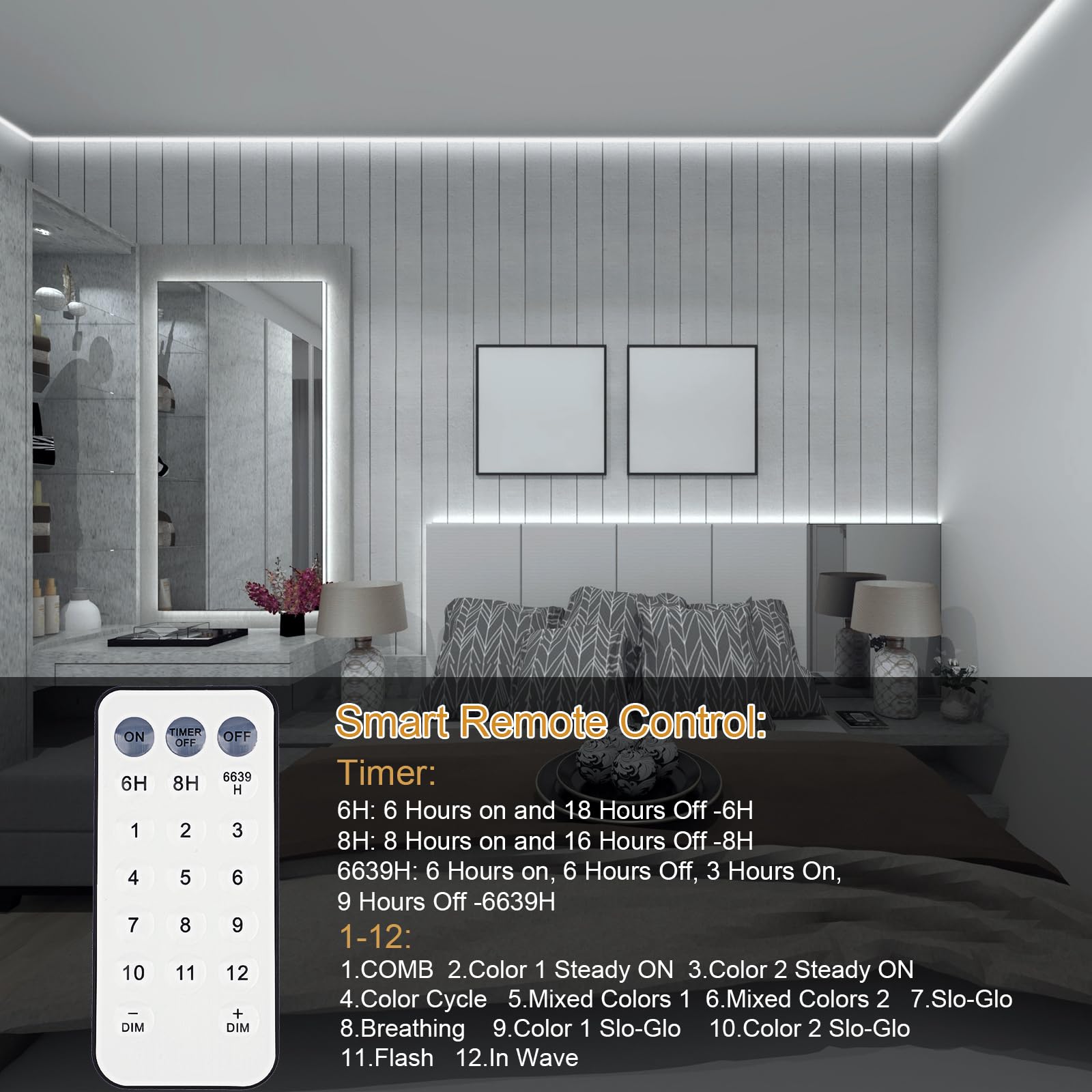 OMIKA LED Strip Lights 2 Pack, 16.5ft, 150 LEDs, Tunable White, Waterproof, Battery Operated, Remote, Dimmable, Warm & Cool White