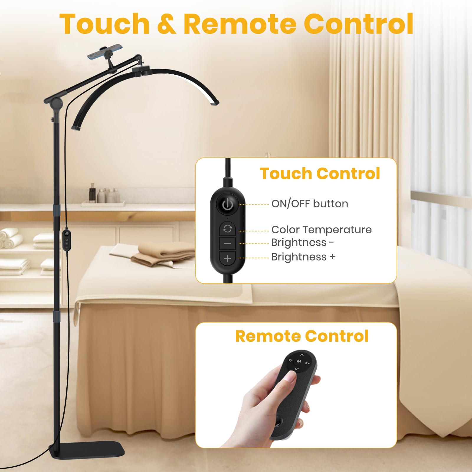 LASTAR LED Lash Light - Adjustable Brightness, Warm-to-Cool Lighting, Half Moon Design, Black, Model SL011