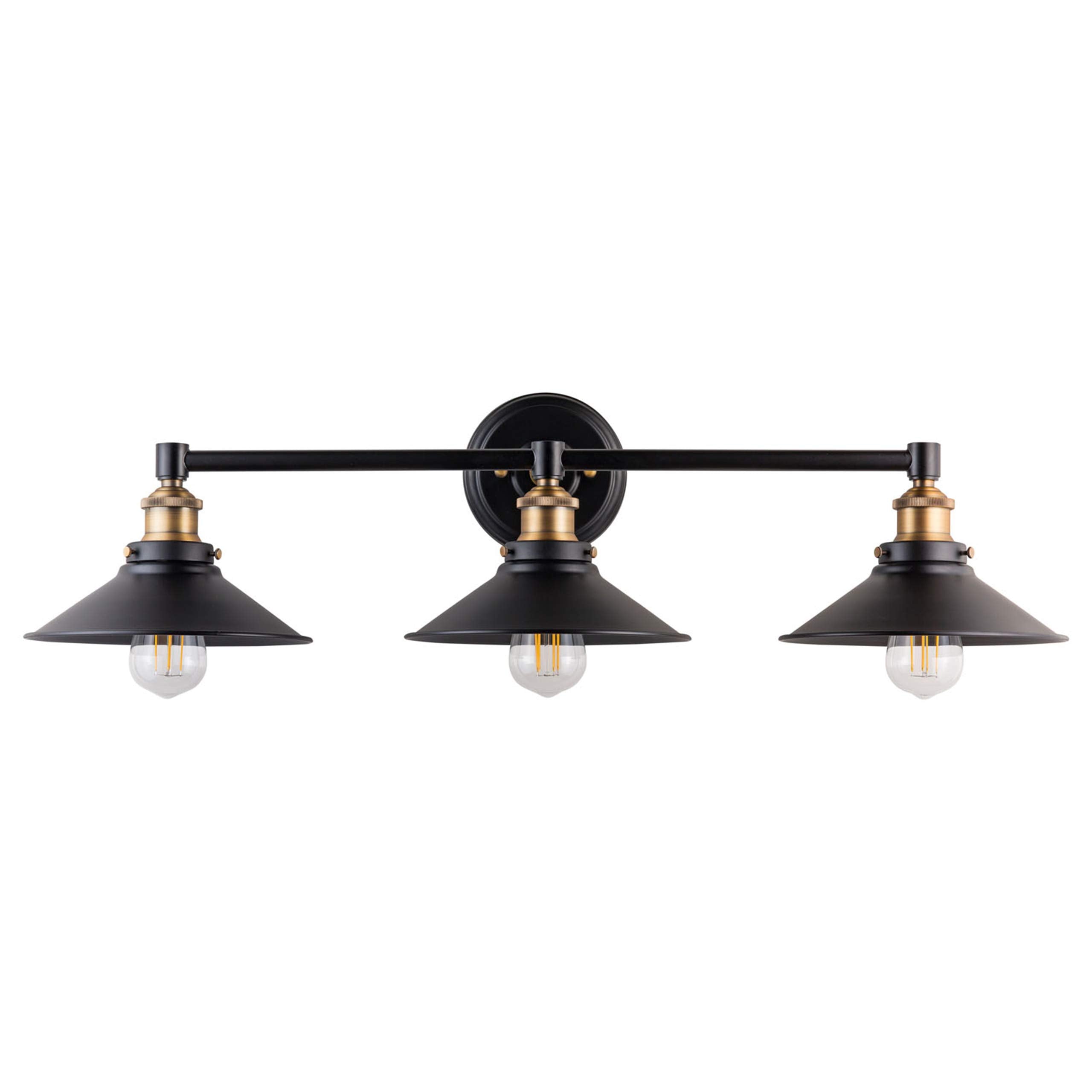 Linea Di Liara Andante 3 Light Bathroom Vanity Light Industrial Gold And Matte Black Bathroom Light Fixtures Above Mirror Bathro