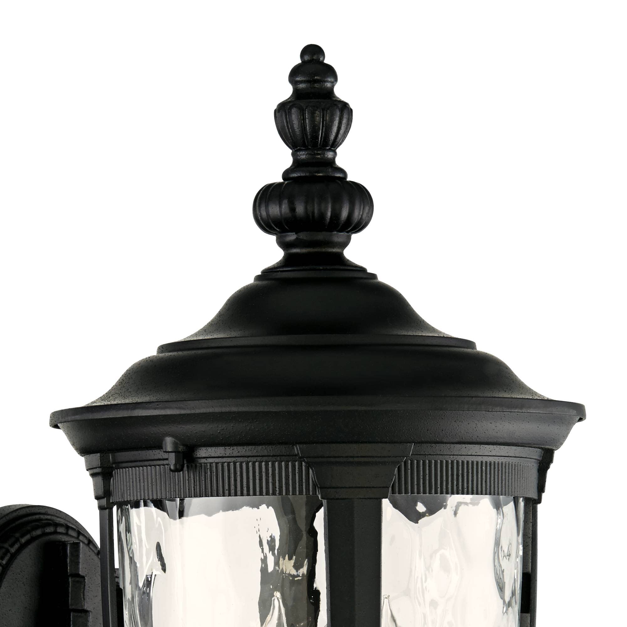 John Timberland Bellagio Outdoor Wall Light Fixture 21in High Textured Black Metal with Clear Hammered Glass