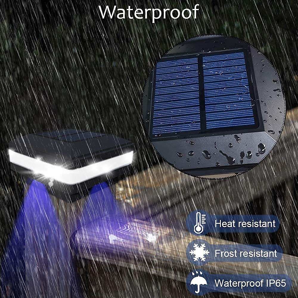 Sumaote Solar Post Cap Light, 52 LEDs, 160 Lumen, 4 Pack, Black, Fits 4x4 5x5 6x6 Posts, Outdoor Garden Deck