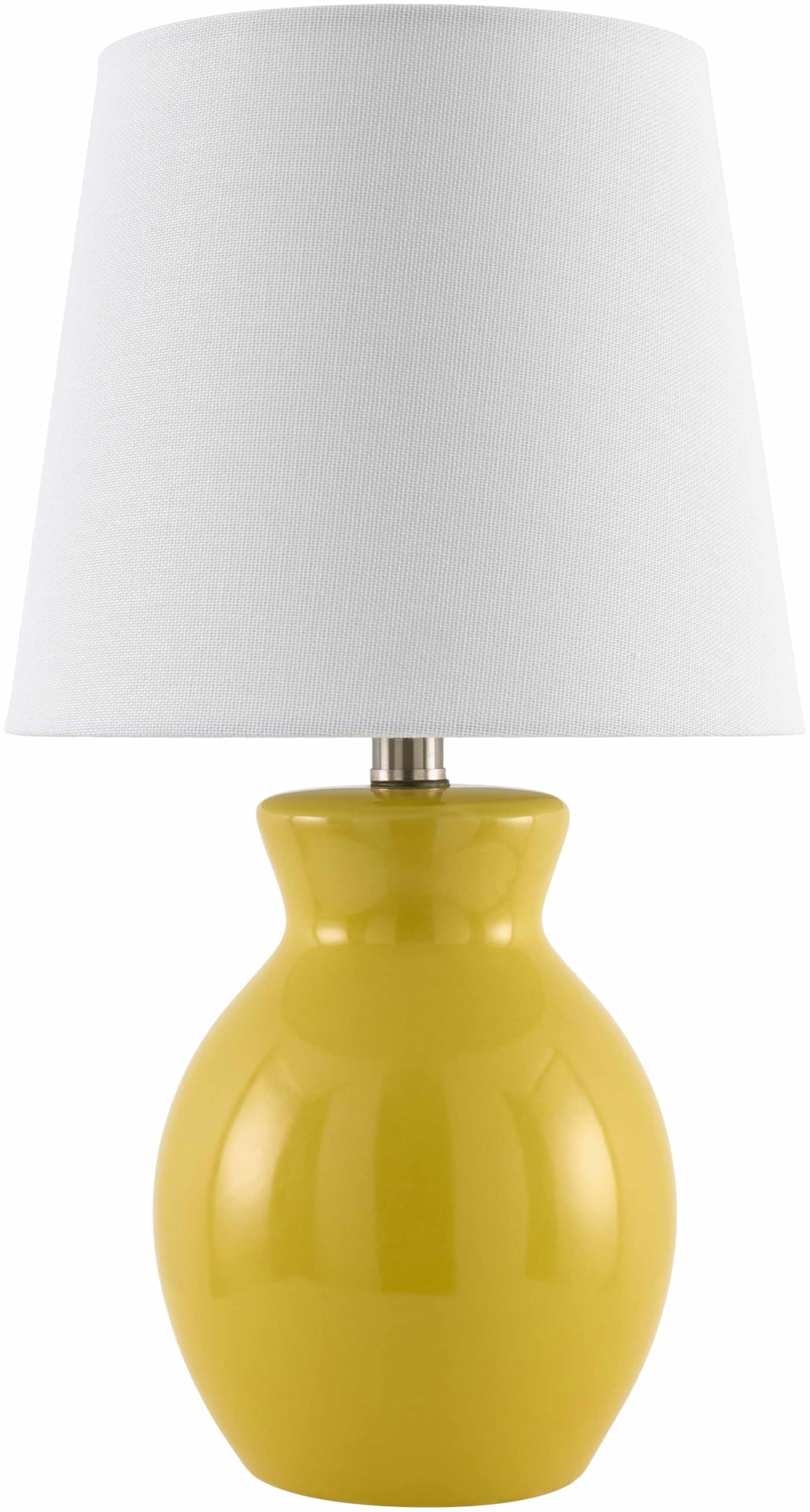 BoutiqueRugs Ceramic Bedside Table Lamp - 15inH Taper - Mustard, White - Model SPXZVB1-031