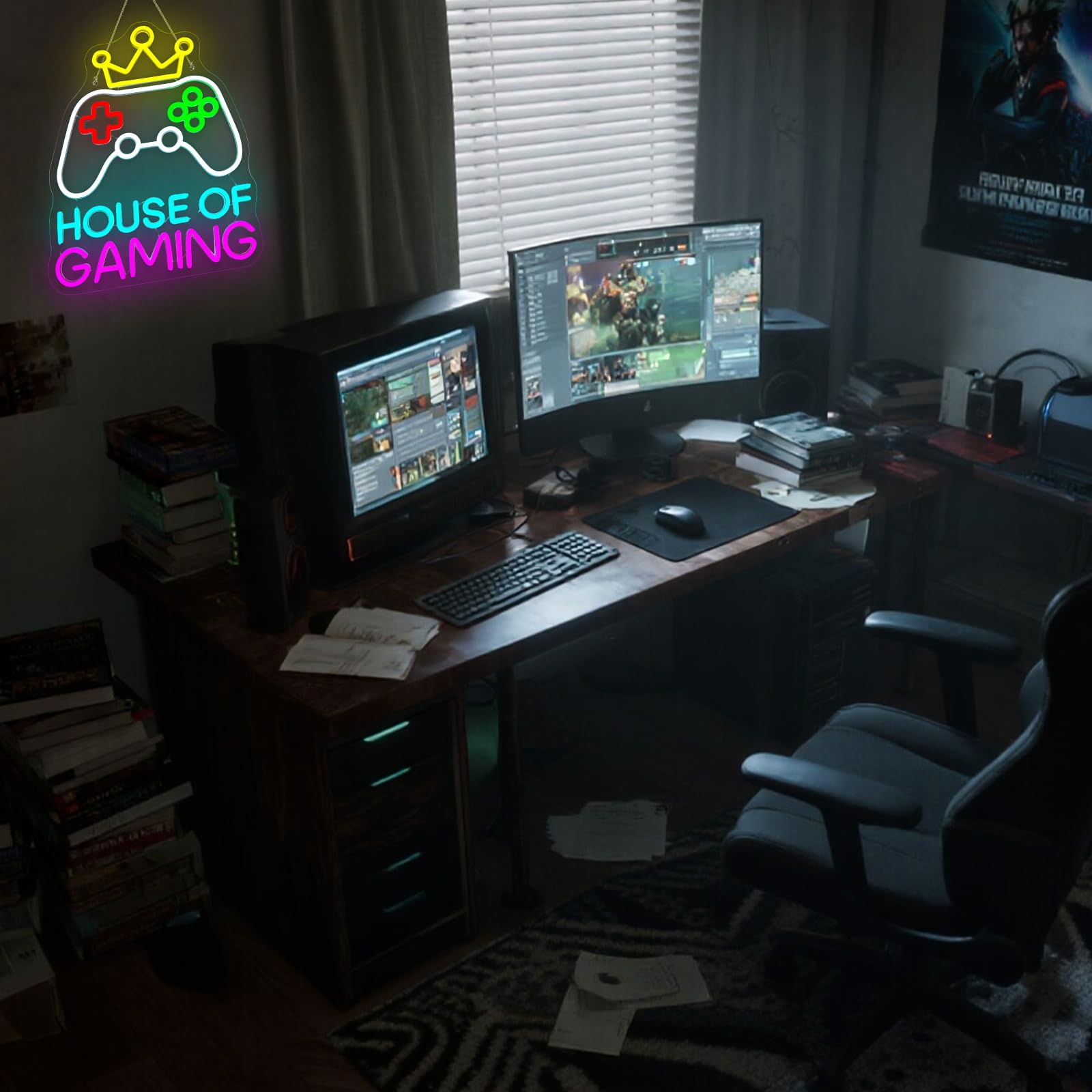Gaming Neon Sign With Crown Design Led Gamepad Neon Light For Gamer Room And Bedroom Wall Decor Colorful Game Led Sign Cool Gamer Gifts For Teens