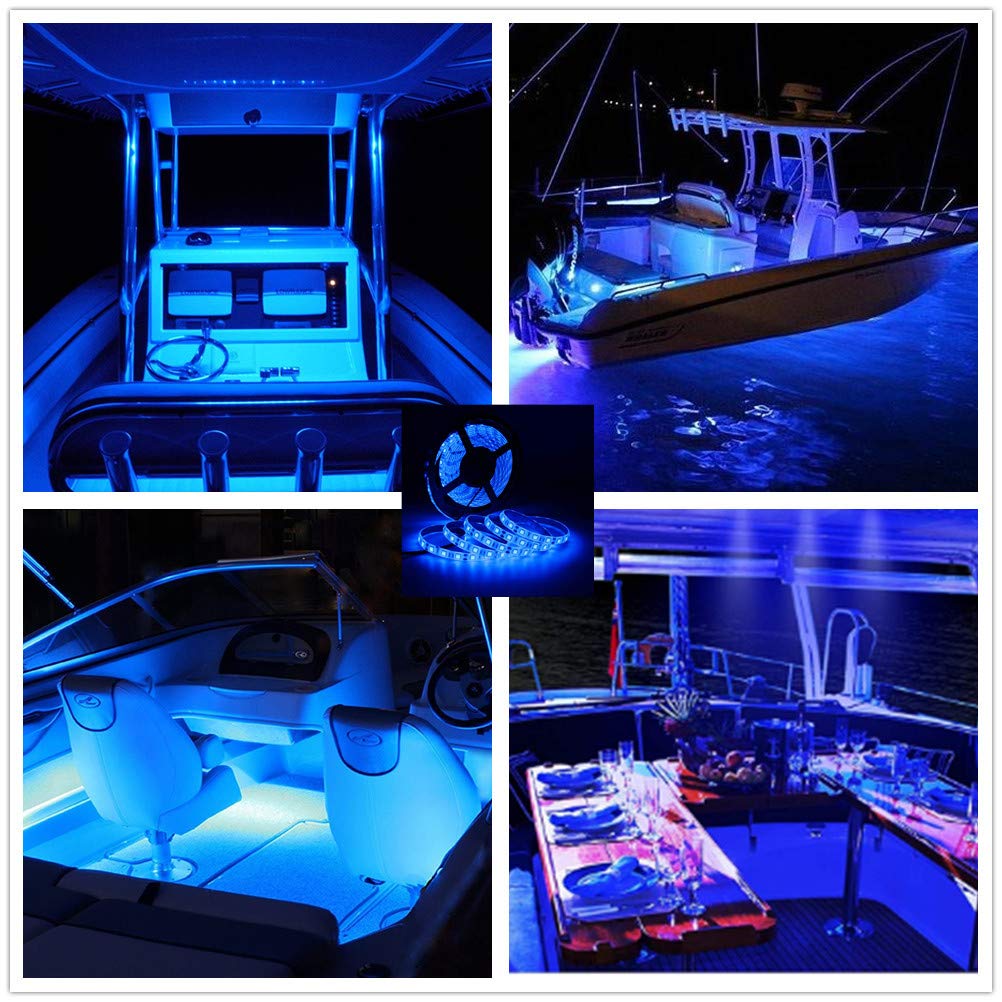 HOKIION LED Boat Strip Lights, 32.8FT Waterproof Under Gunnel Lights, Blue Copper for Pontoon, Bass Fishing, Yacht, Kayak