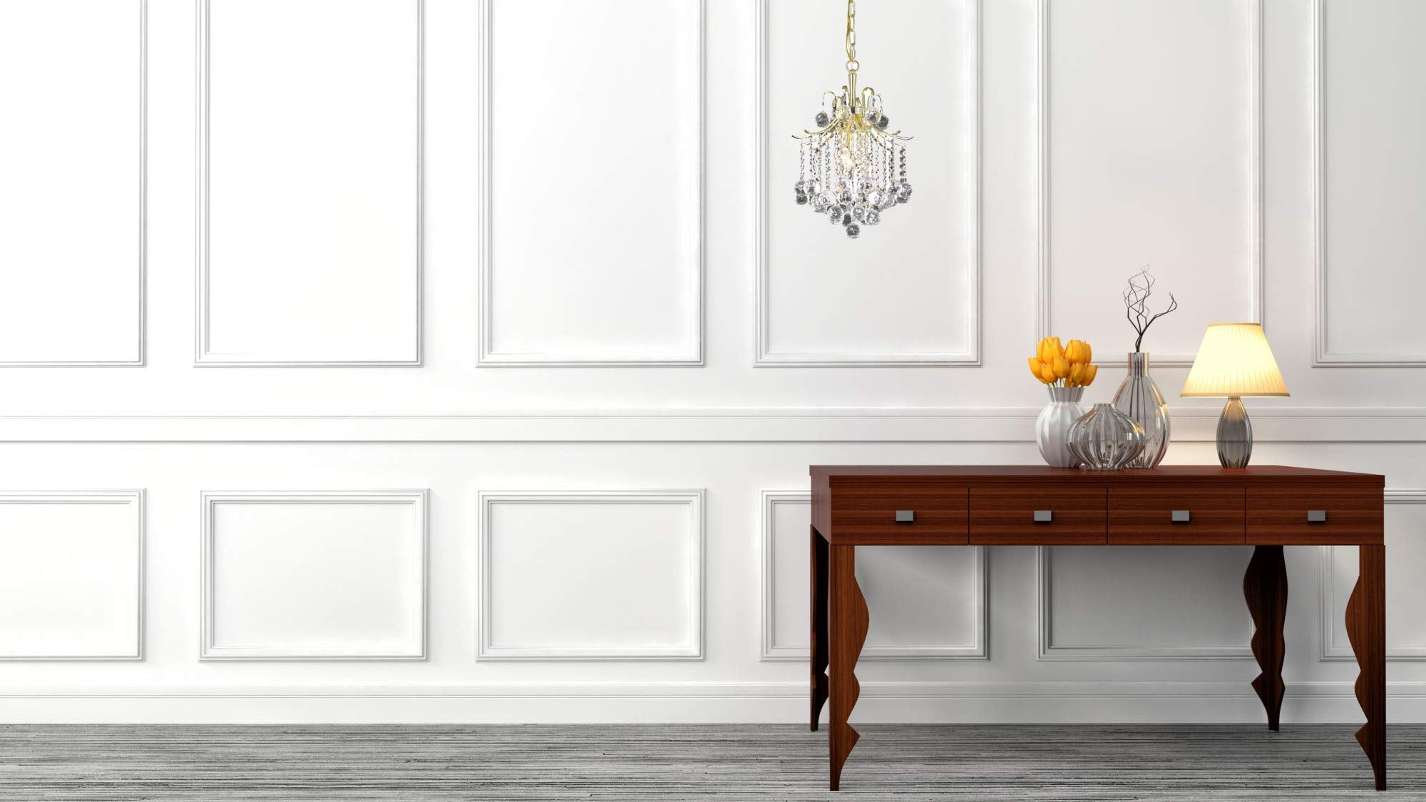 Elegant Lighting Gold 3-Light Pendant - Amelia Collection Alloy Steel Chandelier