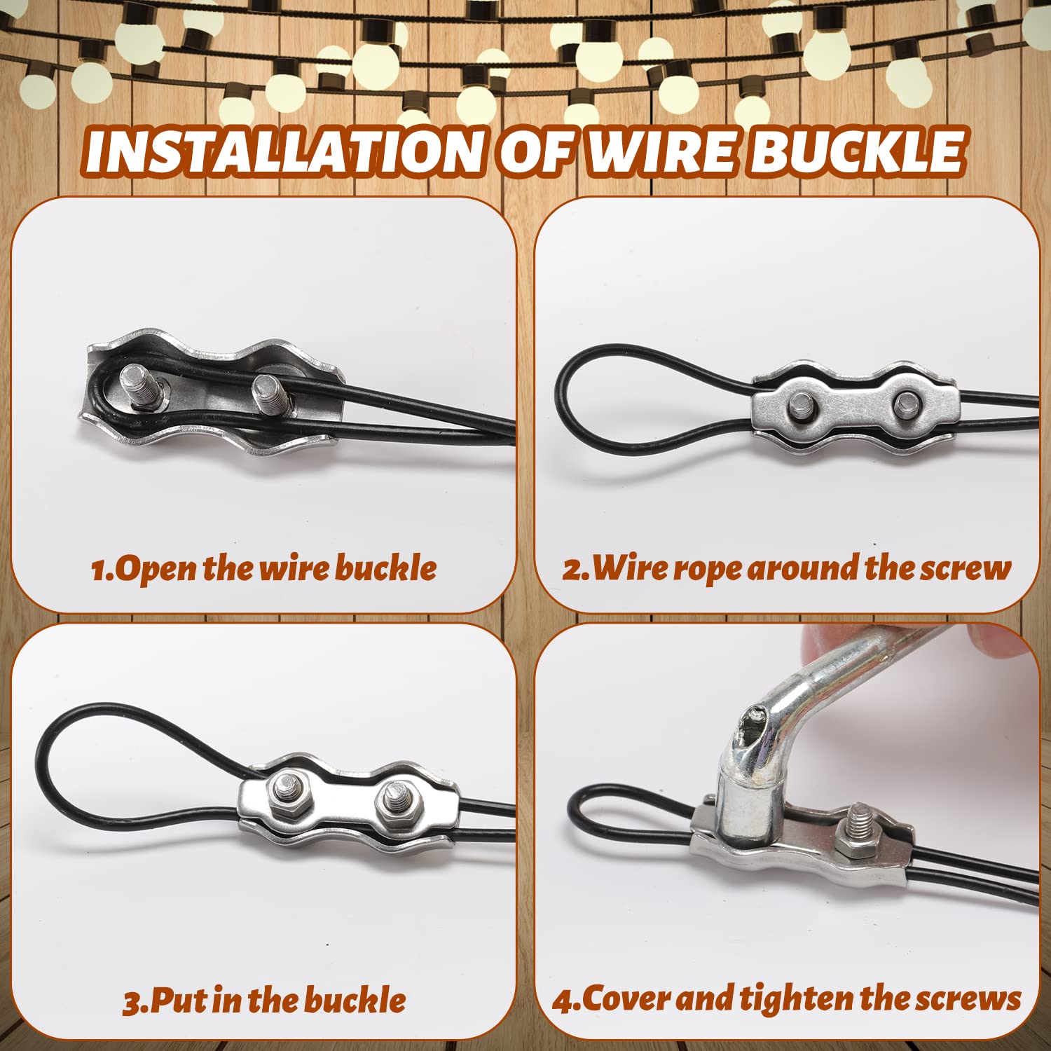 Guattine String Light Hanging Kit, 300 Ft Nylon Coated Stainless Steel Cable And Enough Accessories, Guide Wire For Outdoor String Lights, Patio Lights, Camping Lights