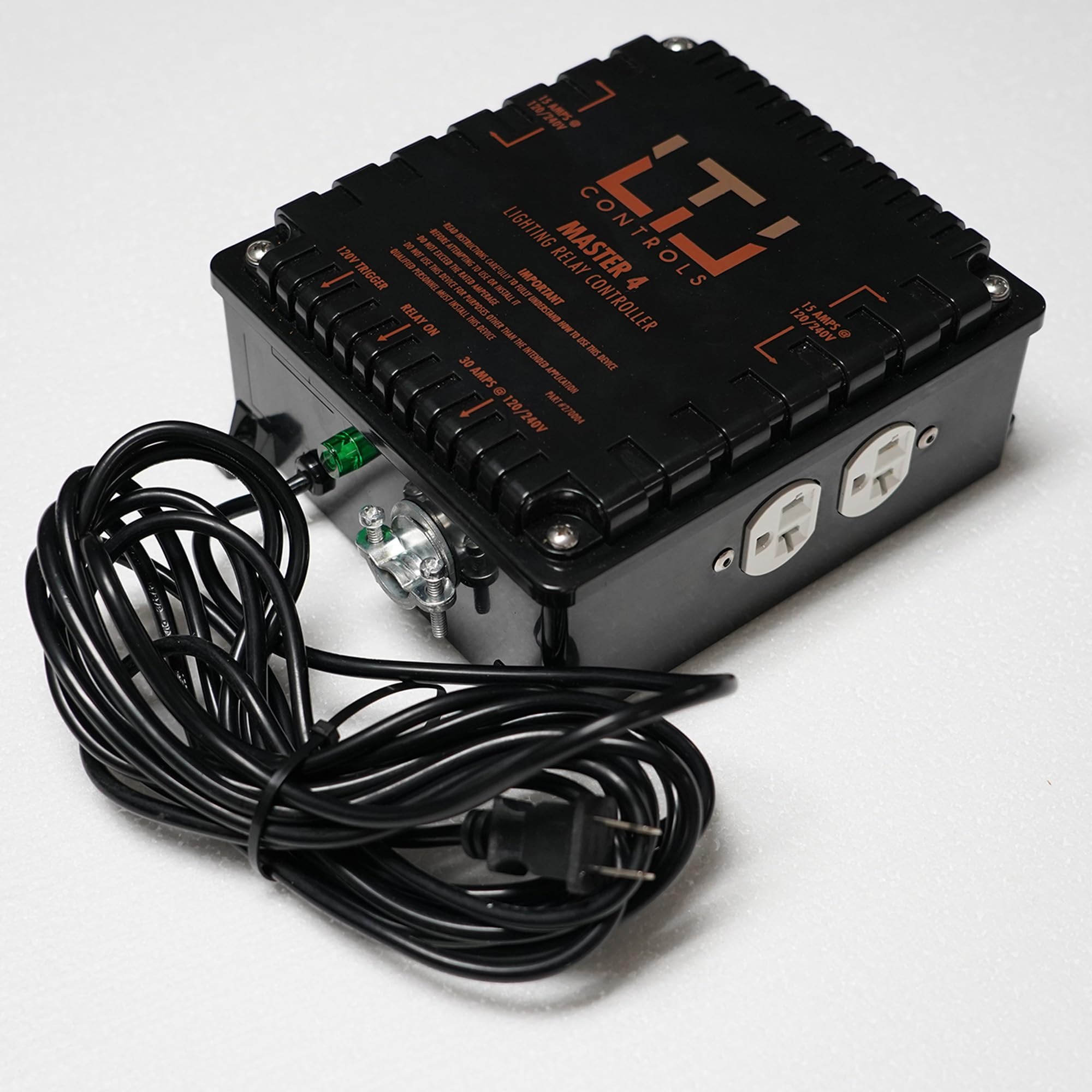 LTL Controls LTL Master 4 Lighting Relay Controls, 4 Grow Light Controller, 120V/240V, Black, Model 270004