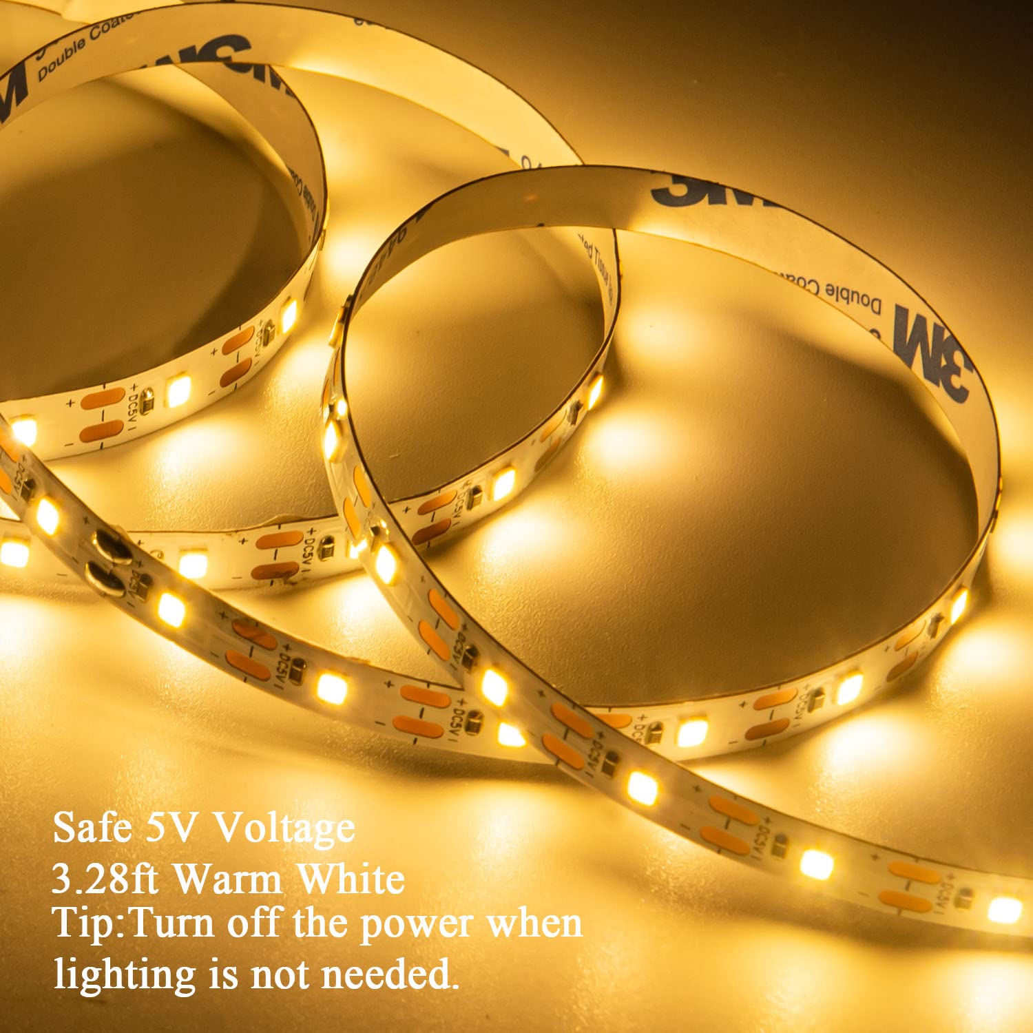 JUNWEN Short LED Strip Lights, Battery Powered, Warm White, 3.28ft, 2 Pack, Flexible Fairy Lights for DIY and Party Decorations