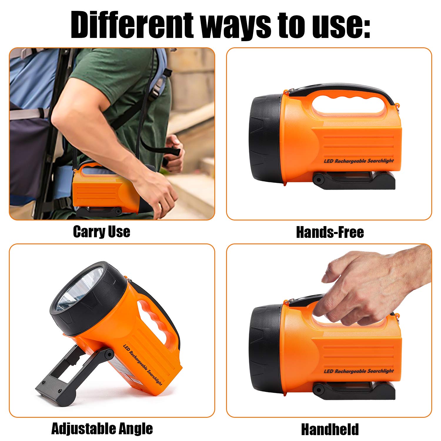 Wasing 10 Watt 1000 Lumens Led Rechargeable Spotlight Flashlight