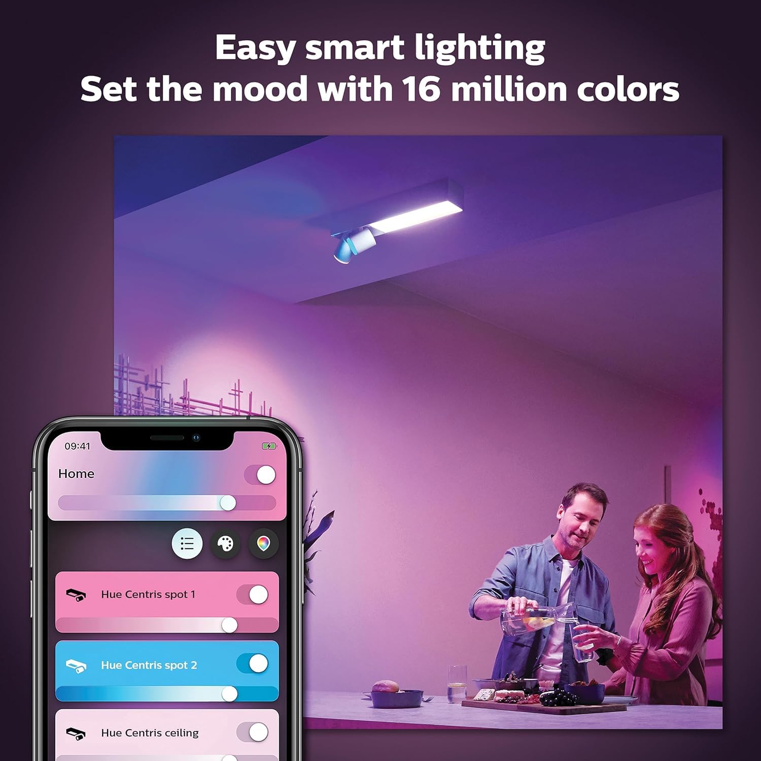 Philips Hue Centris Smart Led Ceiling Spotlight Fixture, White - White And Color Ambiance Color-Changing Light - 2 Lights - Cont