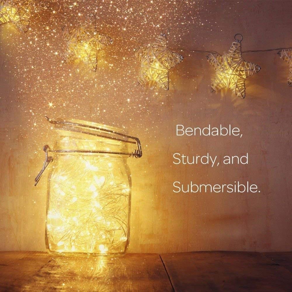 ANJAYLIA LED Fairy Lights, 33Ft Battery Operated Warm White Copper String Lights for Home, Garden, Christmas, Wedding Decorations