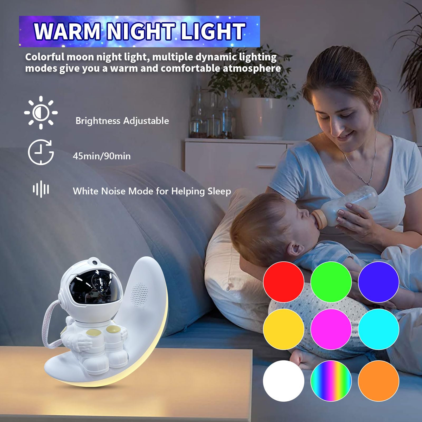Astronaut Star Projector Galaxy Light, Built-In Speaker 360 Space Buddy Projector Sky Led Night Light Space Projector Starlight