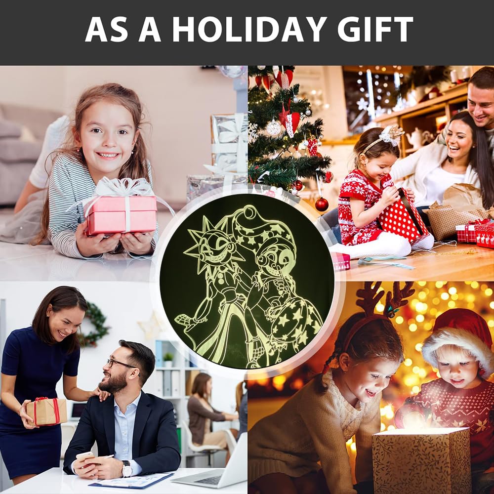 Mzcyfuy 3D Illusion Night Light LED Lamp with Remote Control 16 Color Changing Visual Bedroom Decoration FNAF (Smiles 2)