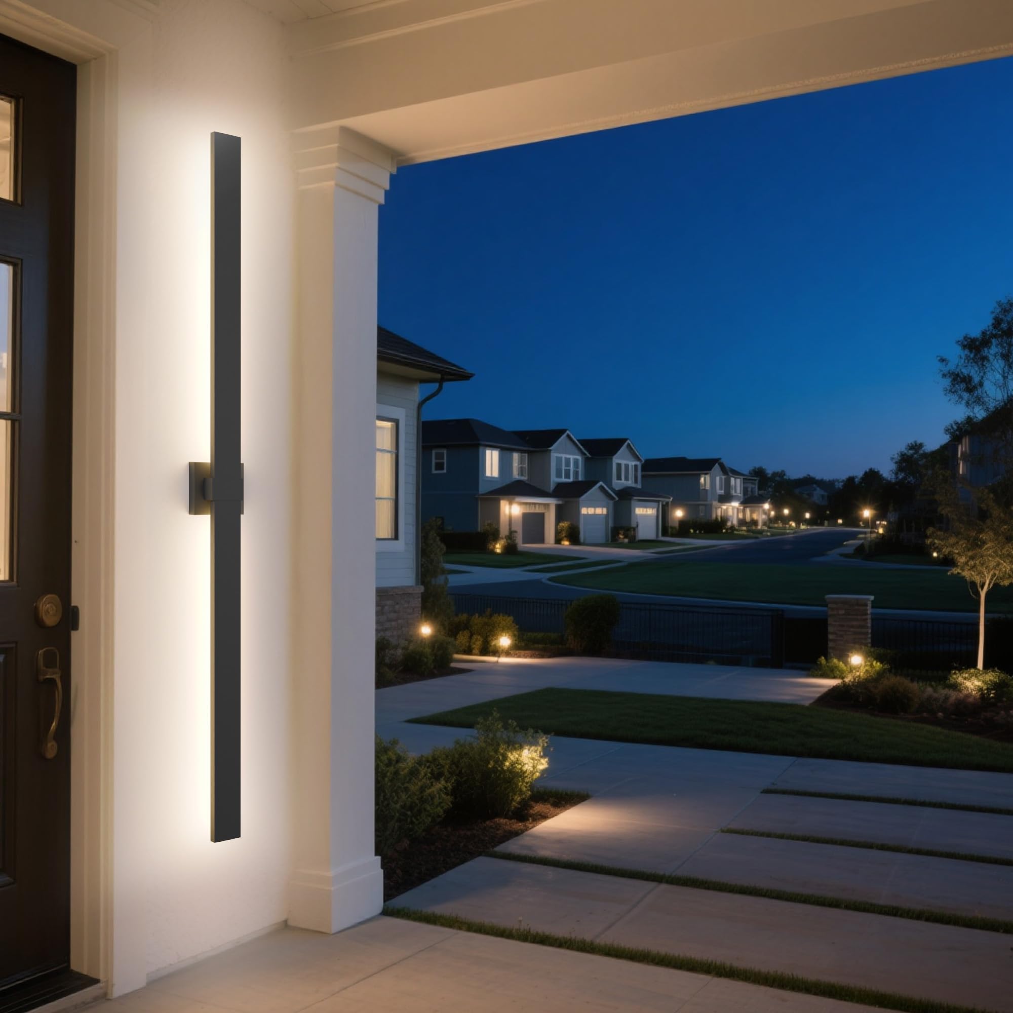 Lamqee 62.9 In Aluminum Long Outdoor Wall Lights  3000K 2200Lm Led Waterproof Ip65  Modern Exterior Lighting Fixture Linear Outdoor Sconce Wall Mount Outside Lighting For House Porch Patio Garage Door