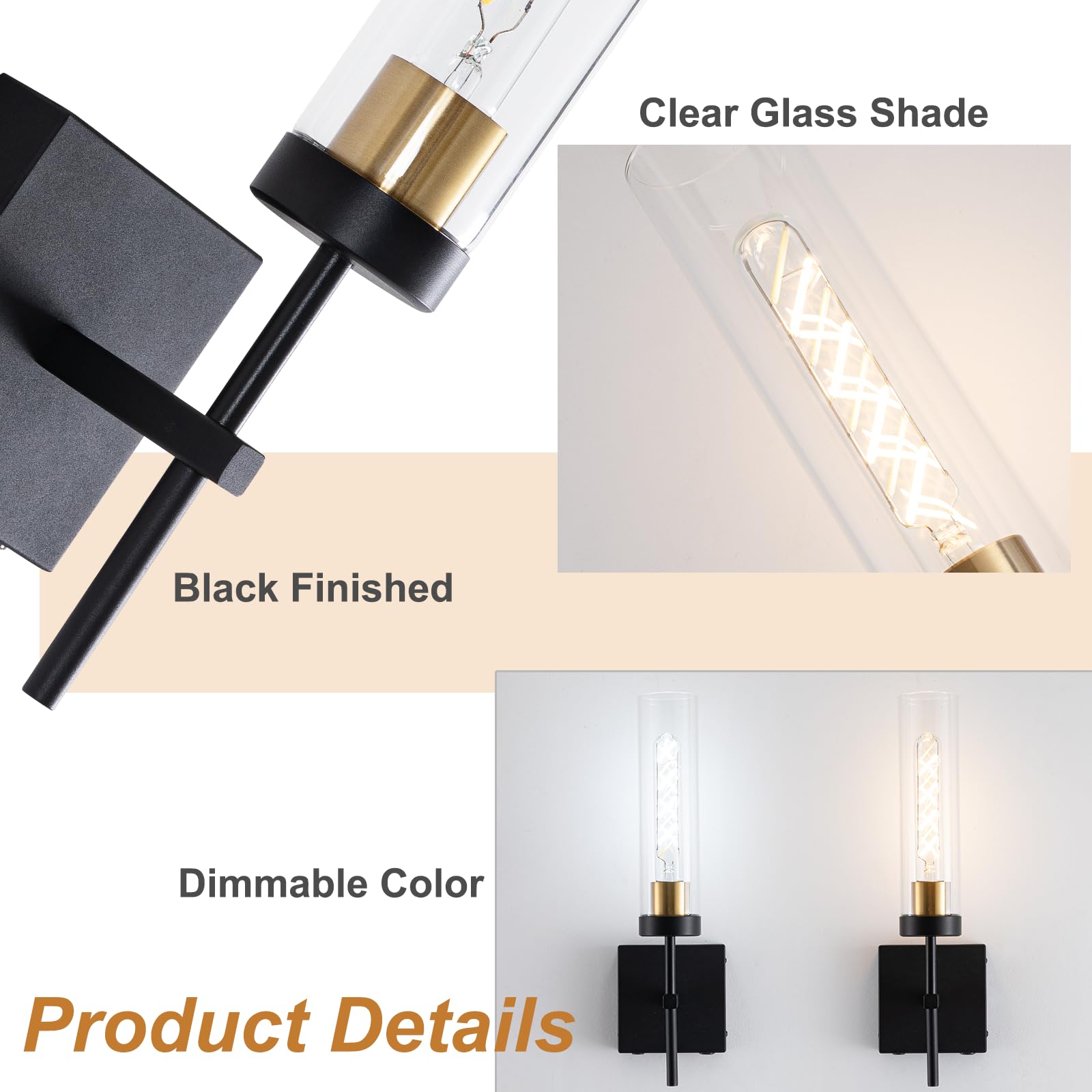 Loiogohot Wall Sconce - Battery Operated, 8000mAh, 100 Hours, Infinitely Dimmable, Dual Color Temperature, Black & Gold, Model WL-BN