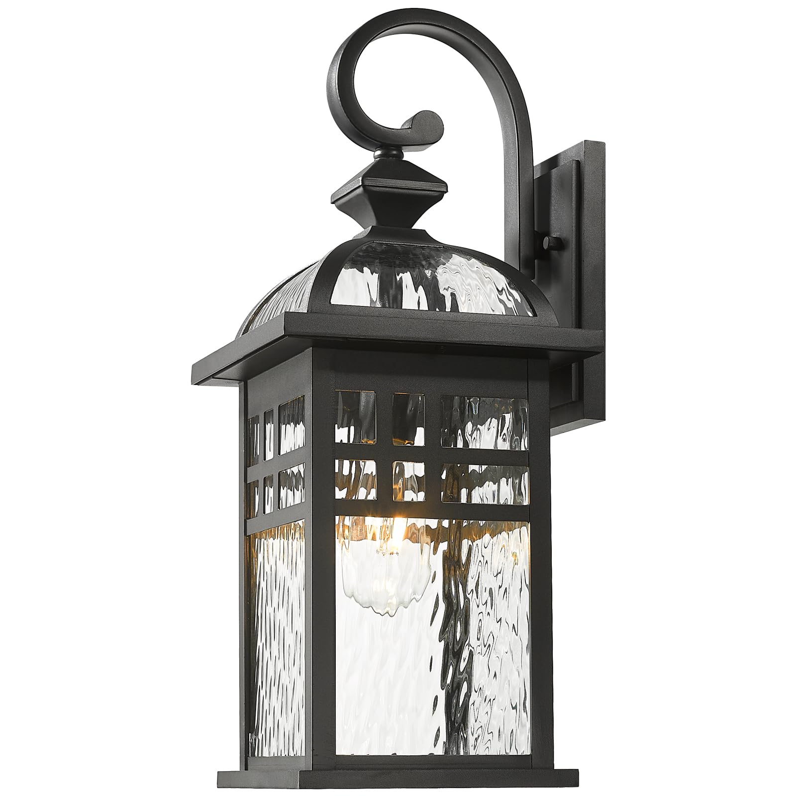 NAXTTII Outdoor Wall Light Exterior Waterproof Wall Sconce Light 22 Inch Height Black Porch Light with Water Ripple Glass E26 So