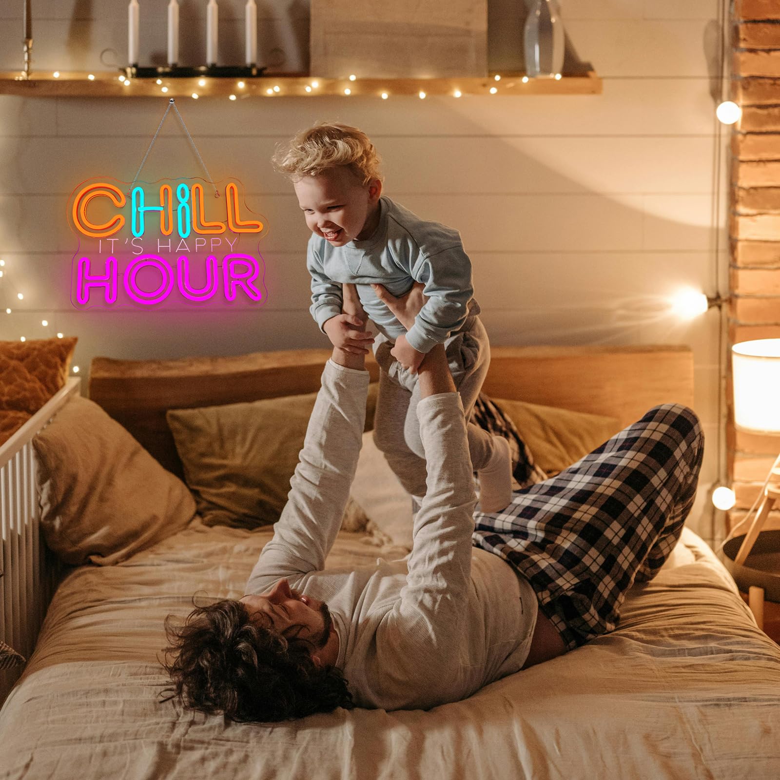 Wanxing CHILL HOUR Neon Sign - Colorful LED Wall Light with inIts Happy Hourin Quote for Bedroom, Dorm, Game Room, Home Party Décor
