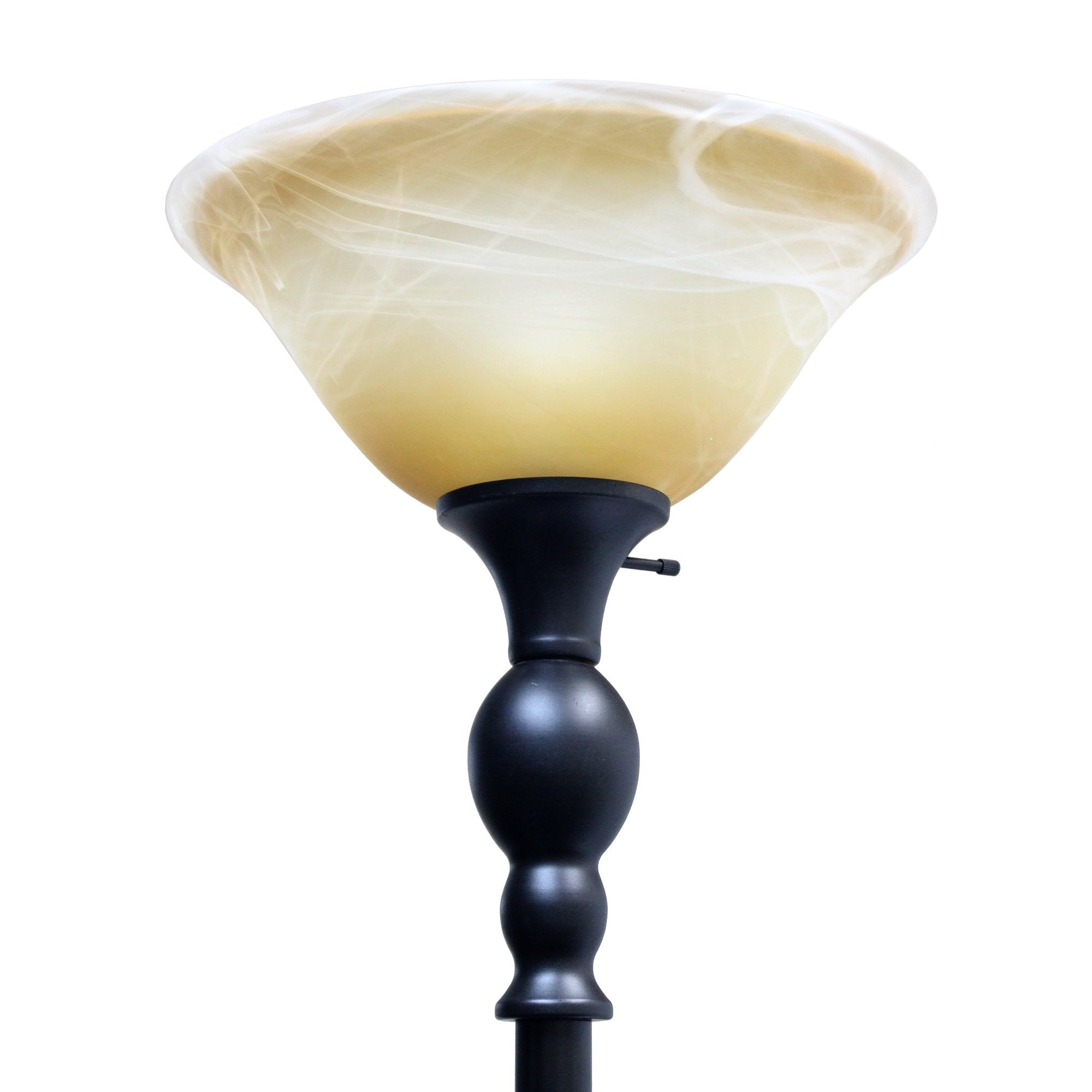 Elegant Designs LF2001-RBZ Torchiere Floor Lamp, Restoration Bronze, Amber Glass Shade, 13 x 13 x 71 Inches