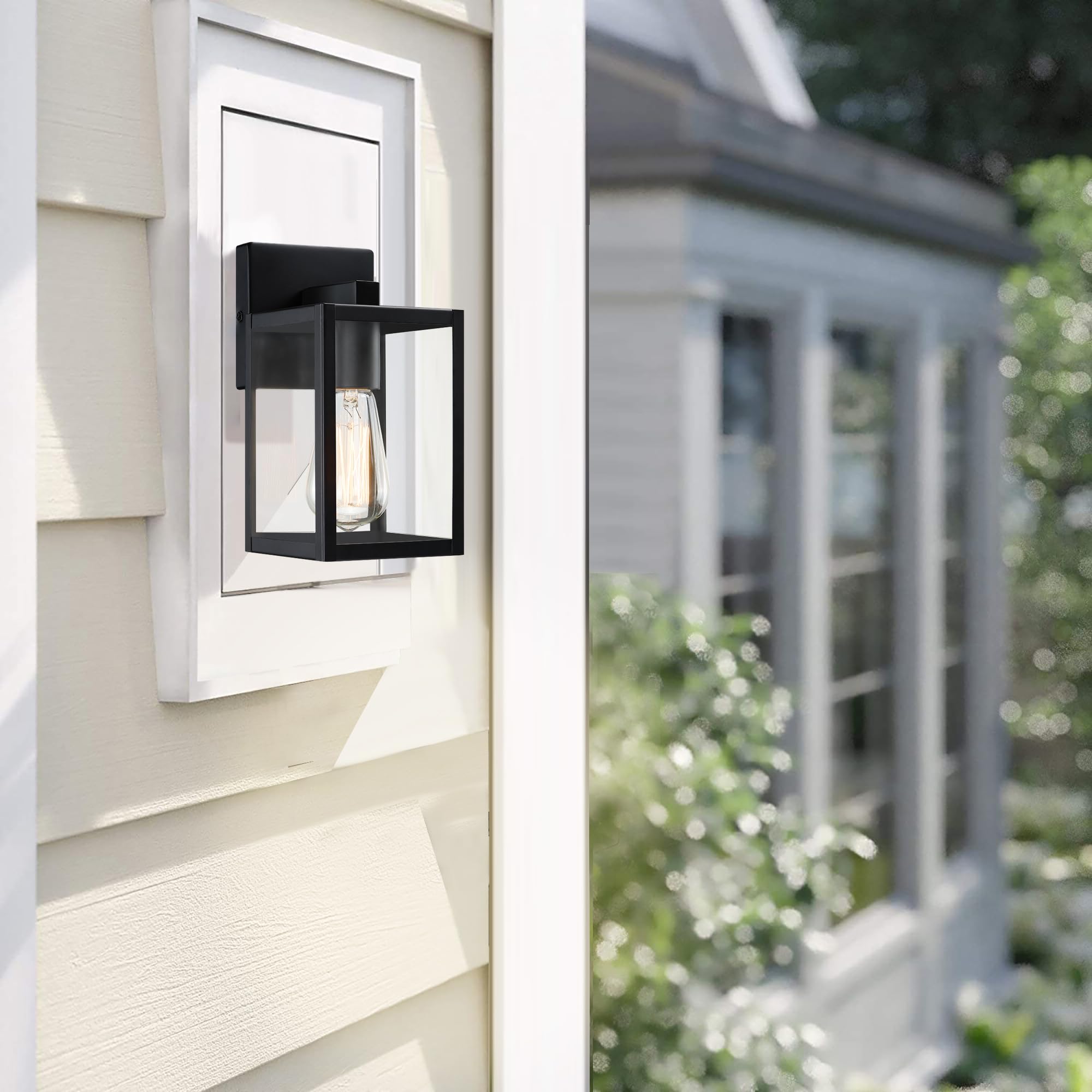 Faymart Lighting 2 Pack Small Outdoor Sconce Lights 10 Inch Outdoor Wall Lantern Light Exterior Sconce Metal And Glass Small Porch Light  Black Outdoor Lanterns For Front Porch Garage Balcony