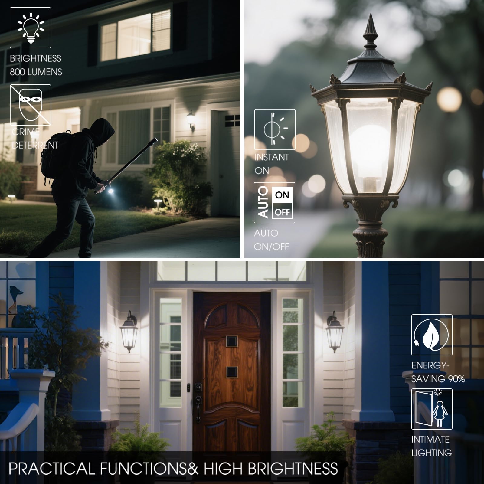 Dusk To Dawn Led Outdoor Light Bulb, 75 Watt Equivalent, 9W 1100 Lumens, 4000K Cool White Led Light Bulbs, E26 Base, Automatic O